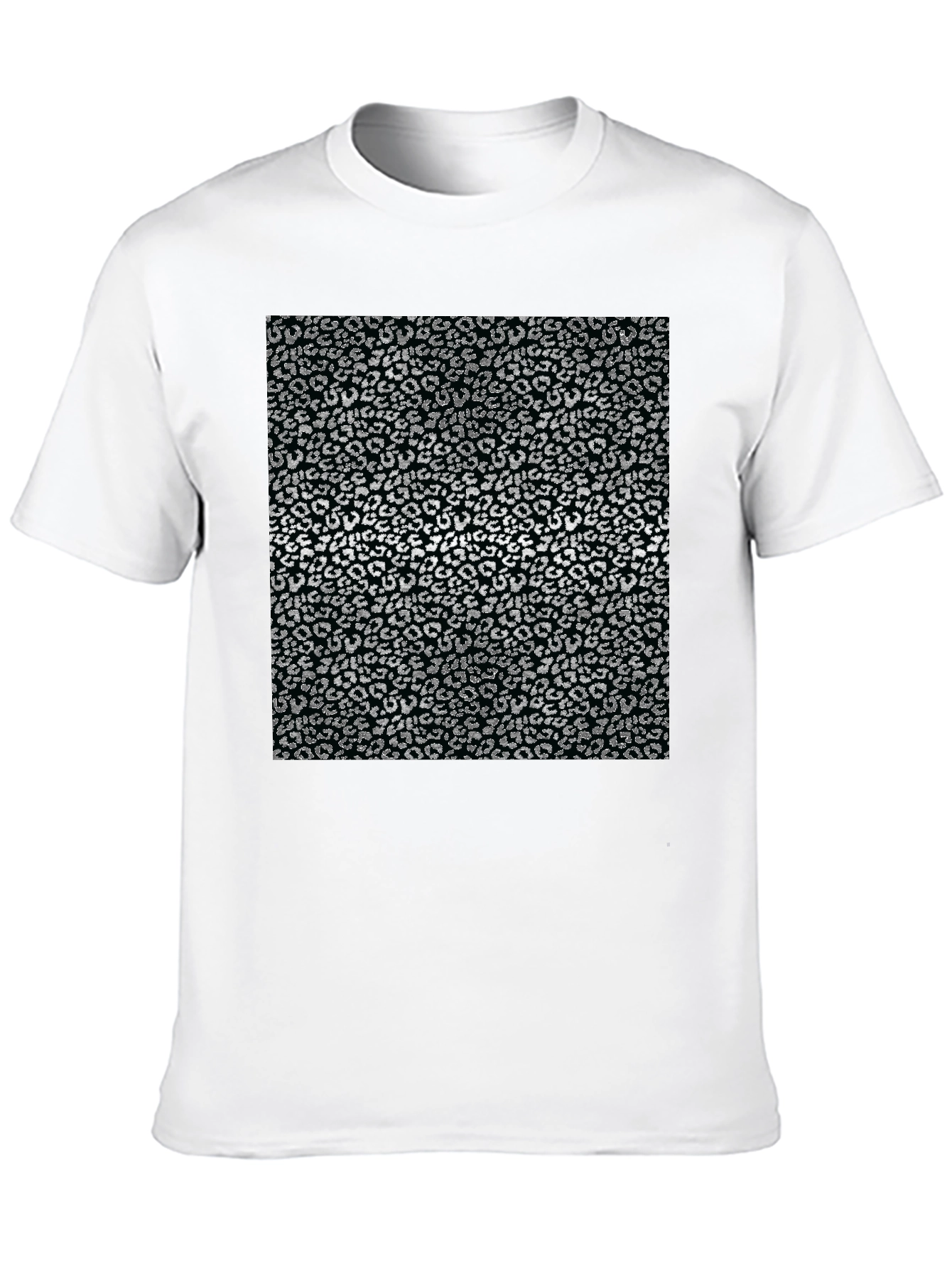 Leopard Print Mens Black T-Shirt