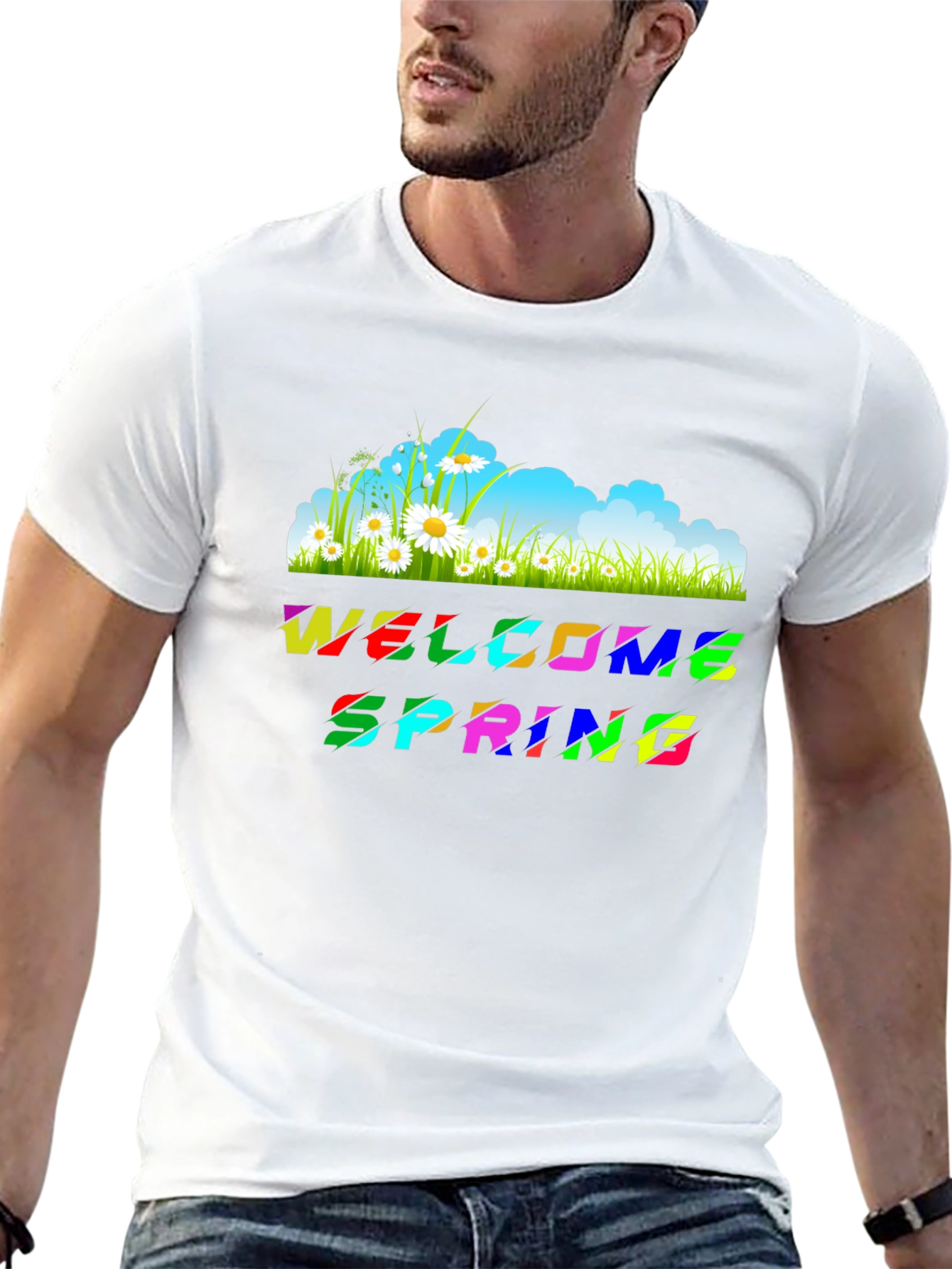 Welcome Spring Graphic Tee - Black Unisex T-Shirt