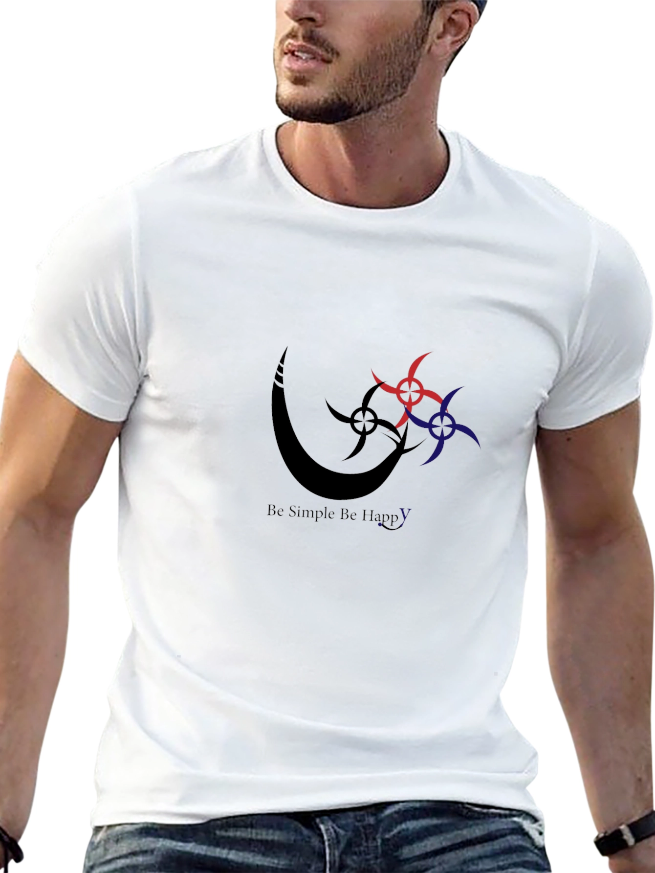 Stylish Black Graphic Tee - Be Simple Be Happy
