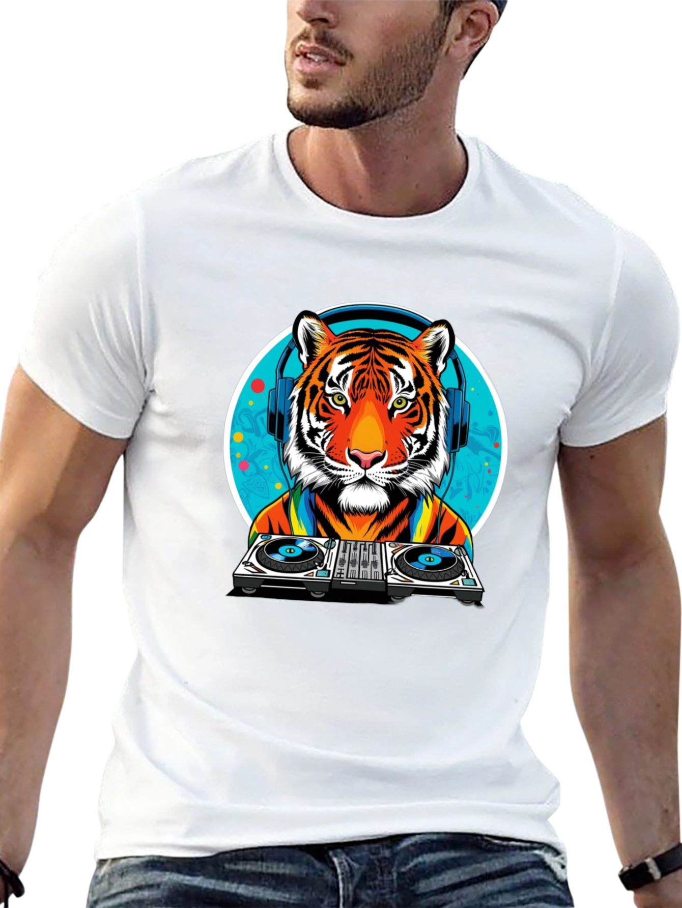 DJ Tiger Graphic Tee - Cool Animal Print