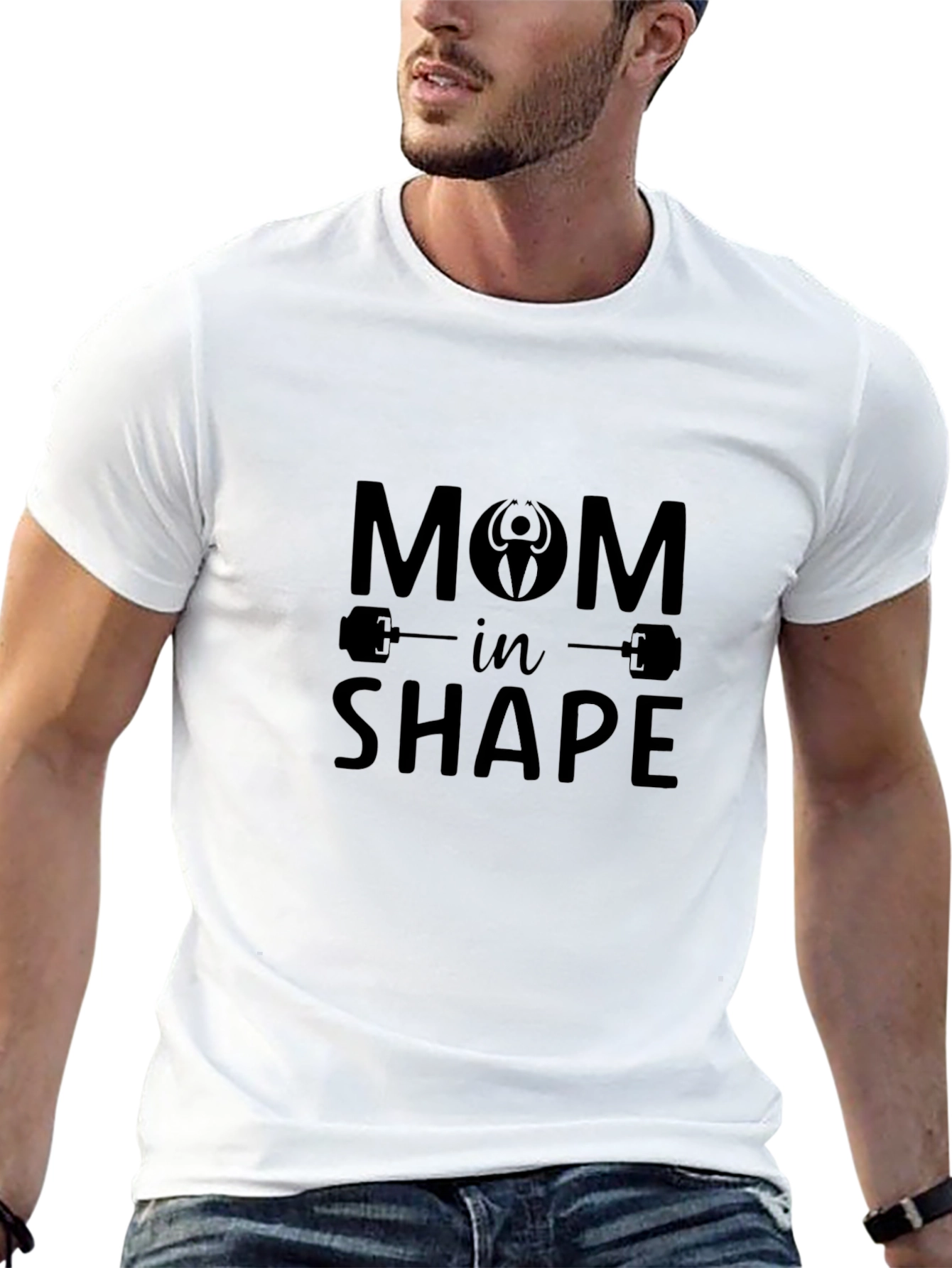 Mom in Shape Black Graphic T-Shirt Fitness Gym Tee