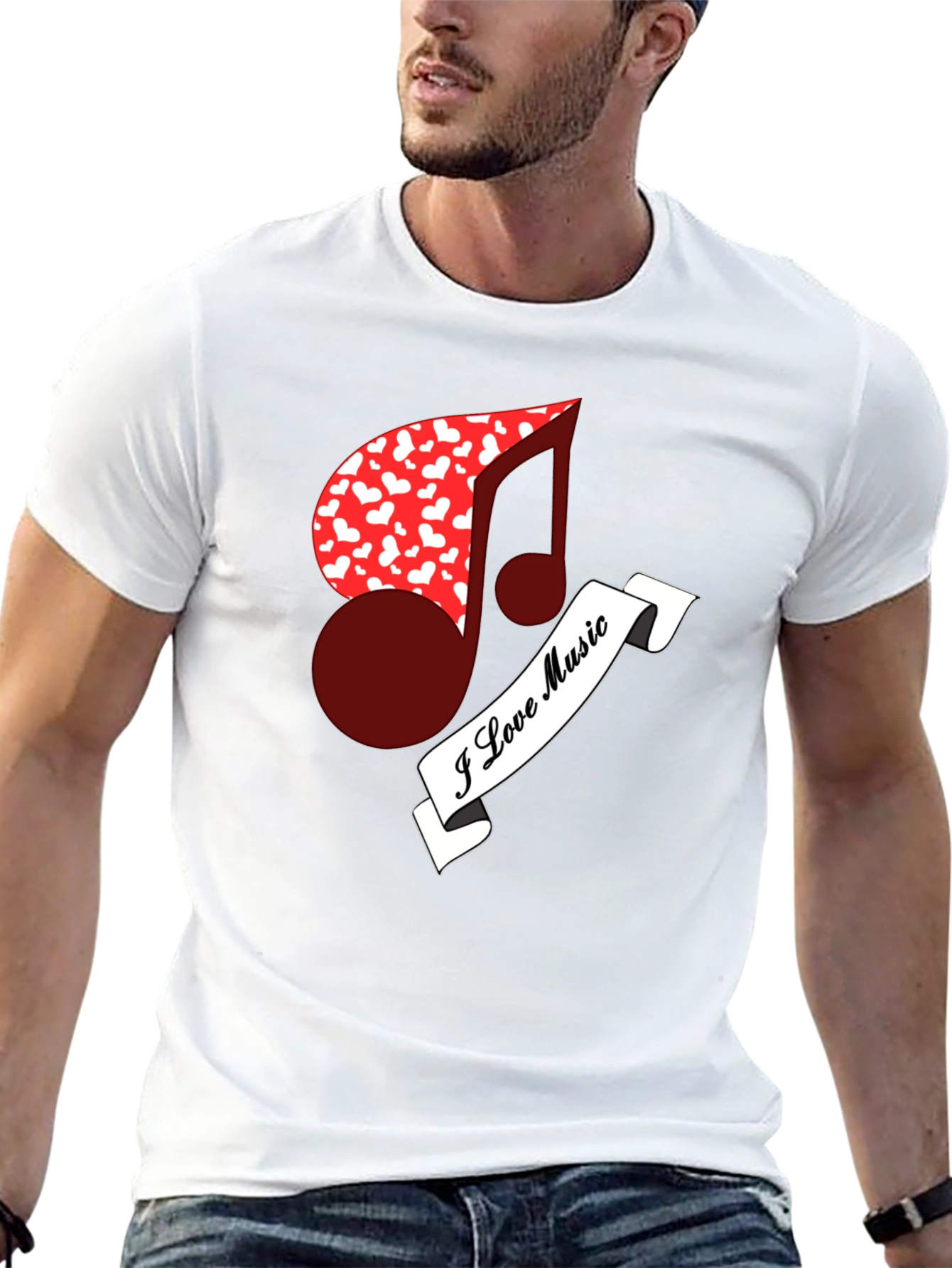 I Love Music Tee - Heart Note Graphic