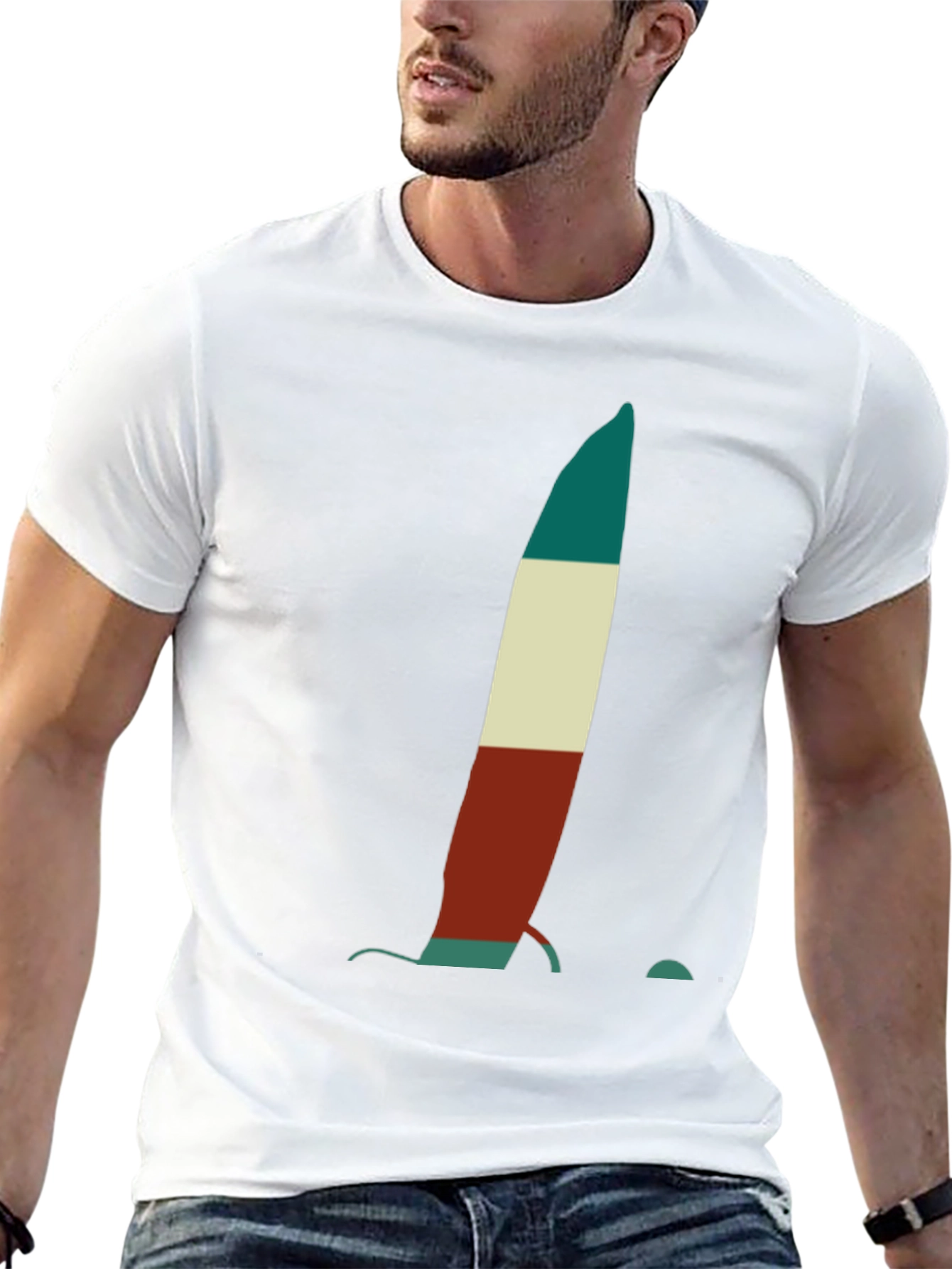 Abstract Sailboat Tee - Black Cotton Graphic T-Shirt