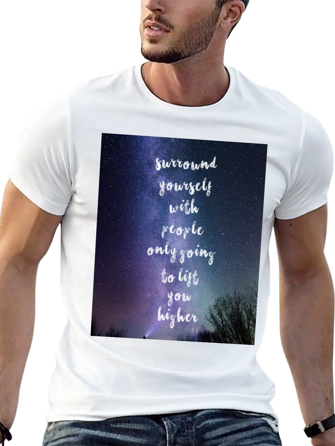 Motivational Starry Night T-Shirt: Lift You Higher