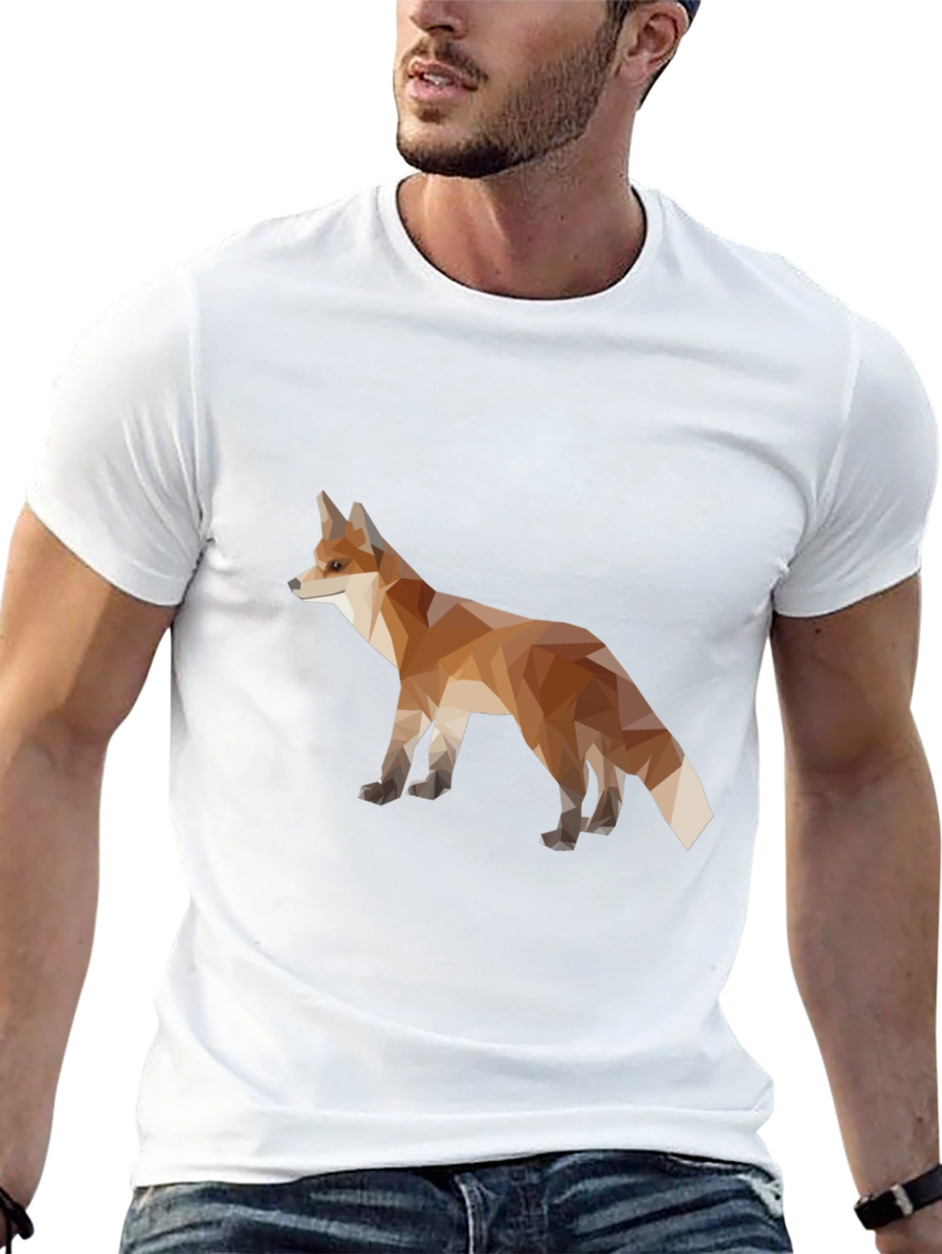Geometric Fox Graphic Tee - Mens Black T-Shirt