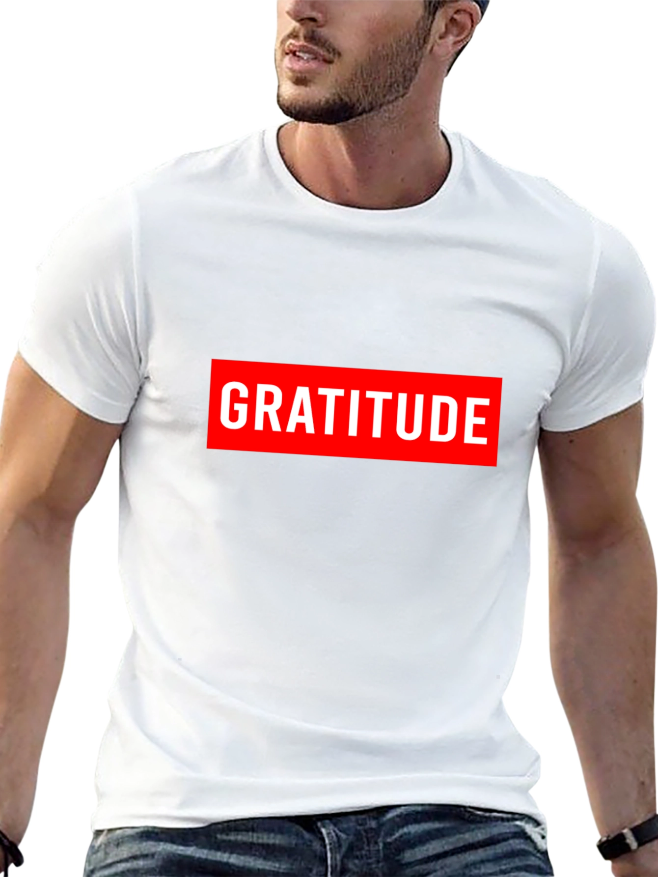 Gratitude Graphic Tee - Red & White on Black