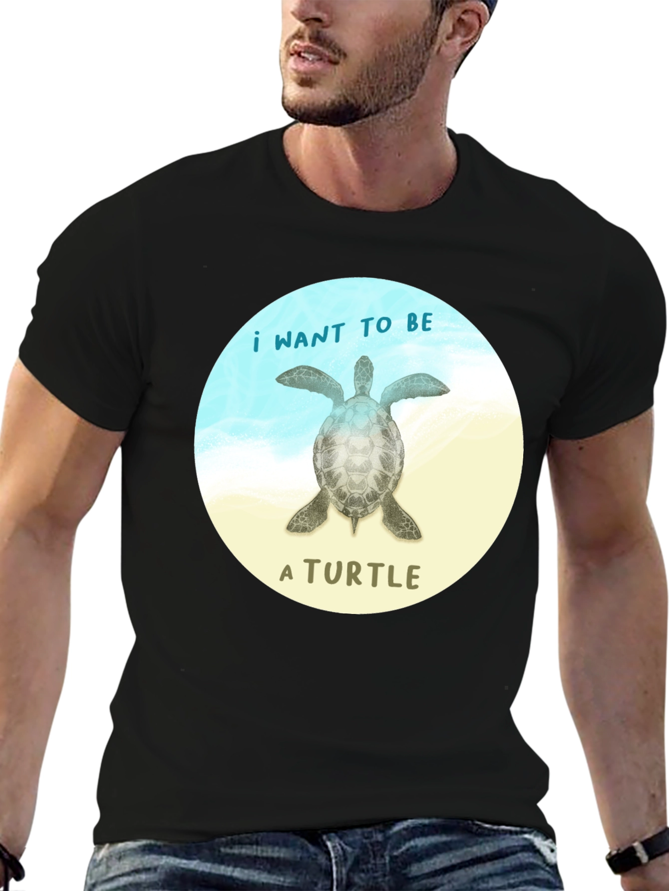 I Want To Be A Turtle Black T-Shirt