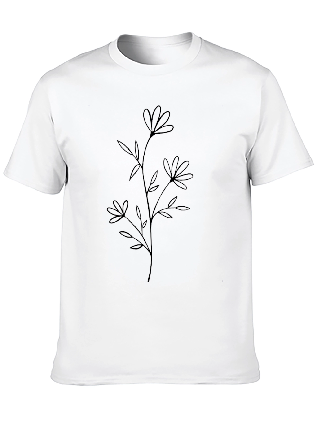 Minimalist Flower Graphic T-Shirt - Black