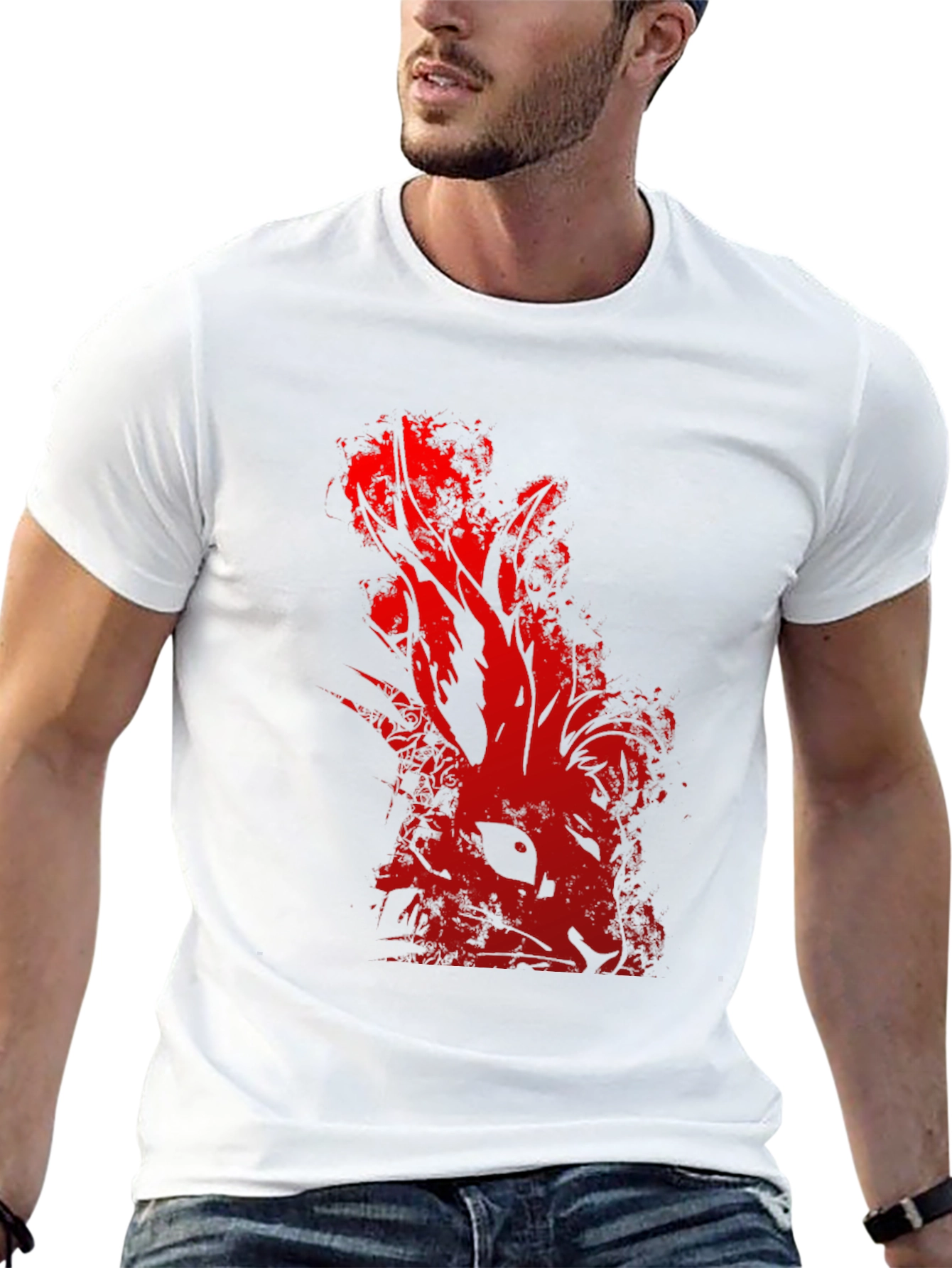 Red Rabbit Graphic Black T-Shirt