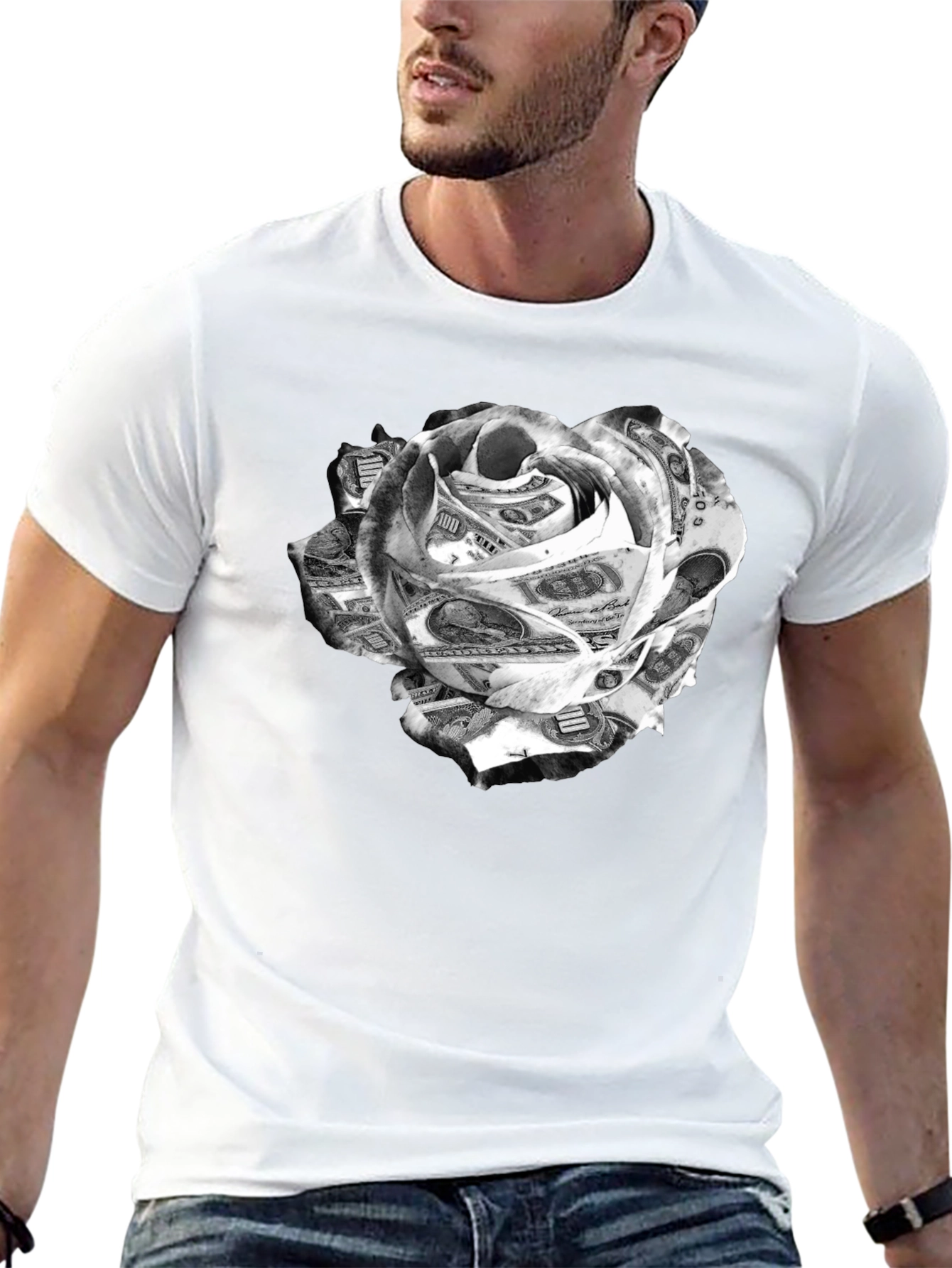 Money Rose Graphic Tee - Black Cotton
