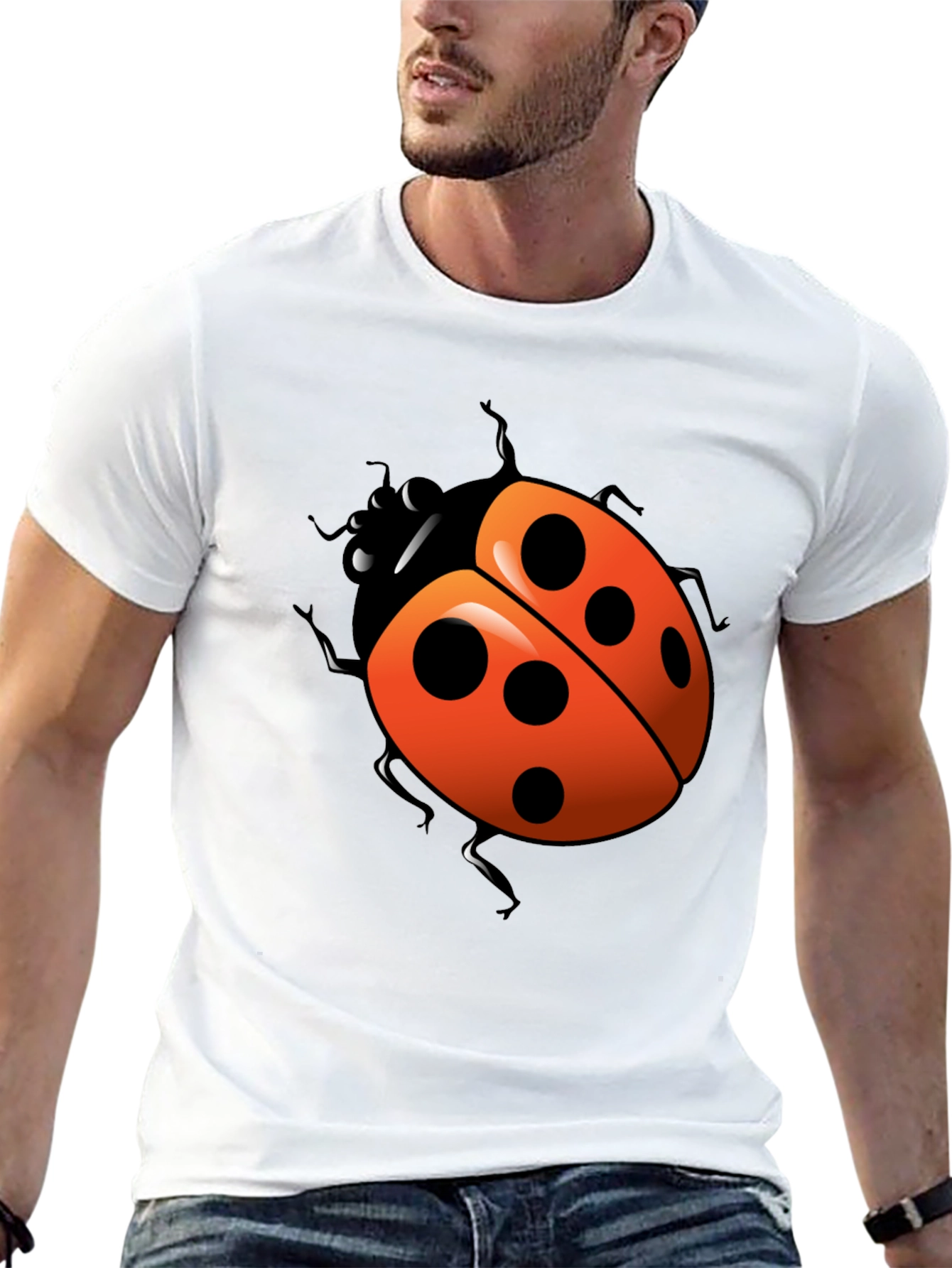 Ladybug Graphic T-Shirt - Casual Black Tee