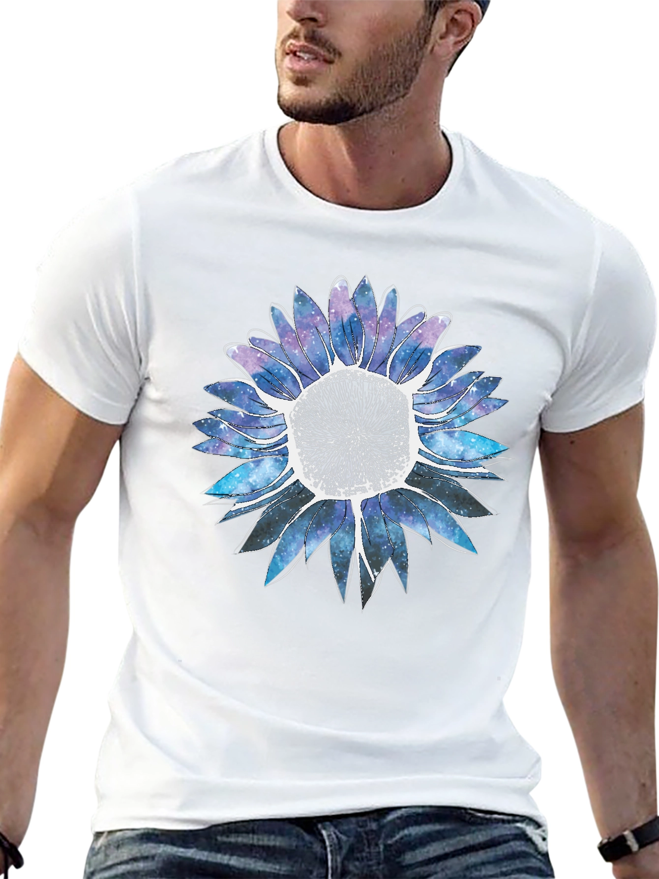 Galaxy Sunflower Graphic Tee - Stylish Comfort