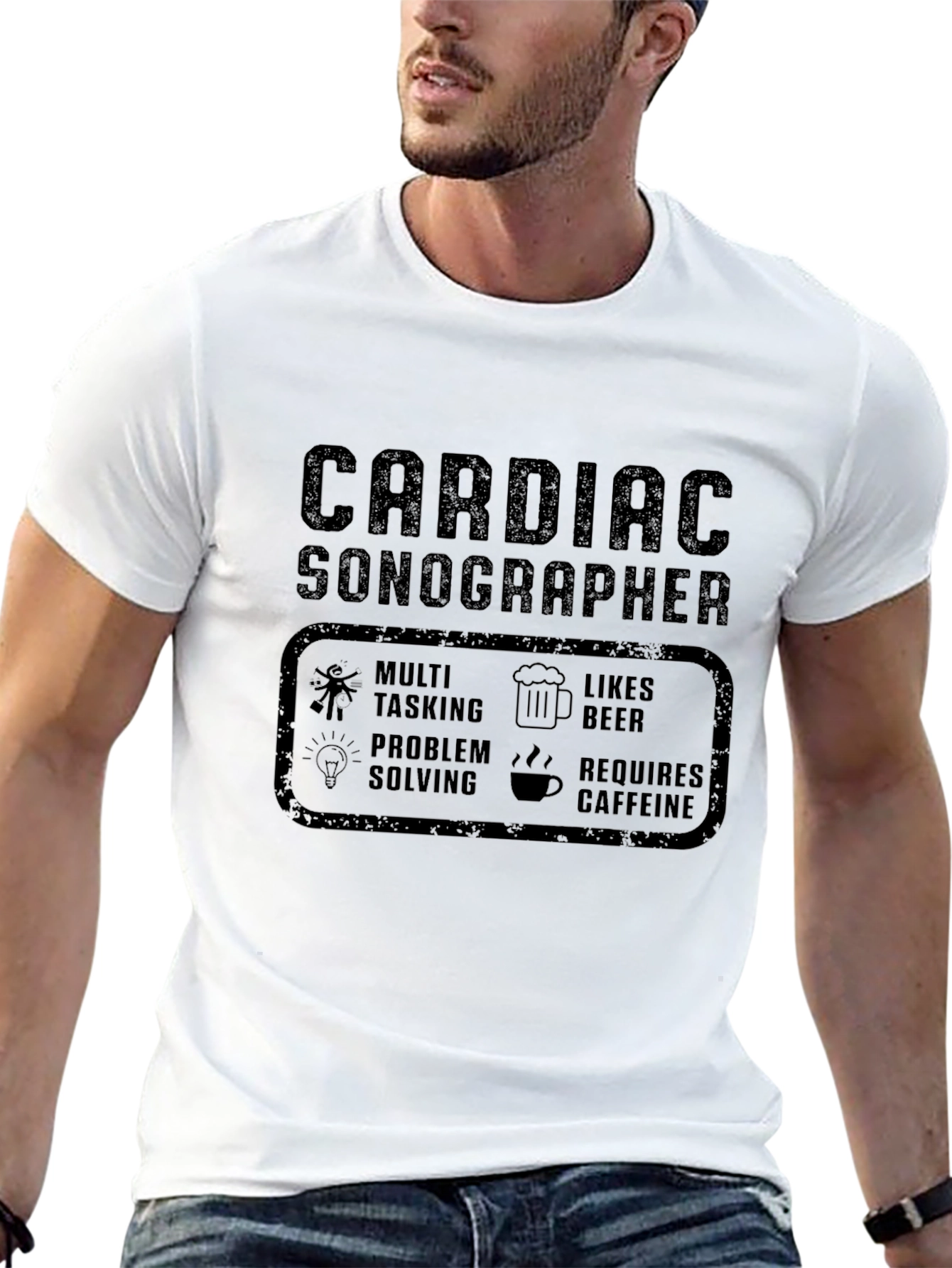 Cardiac Sonographer Tee - Multi-Tasking Beer Caffeine