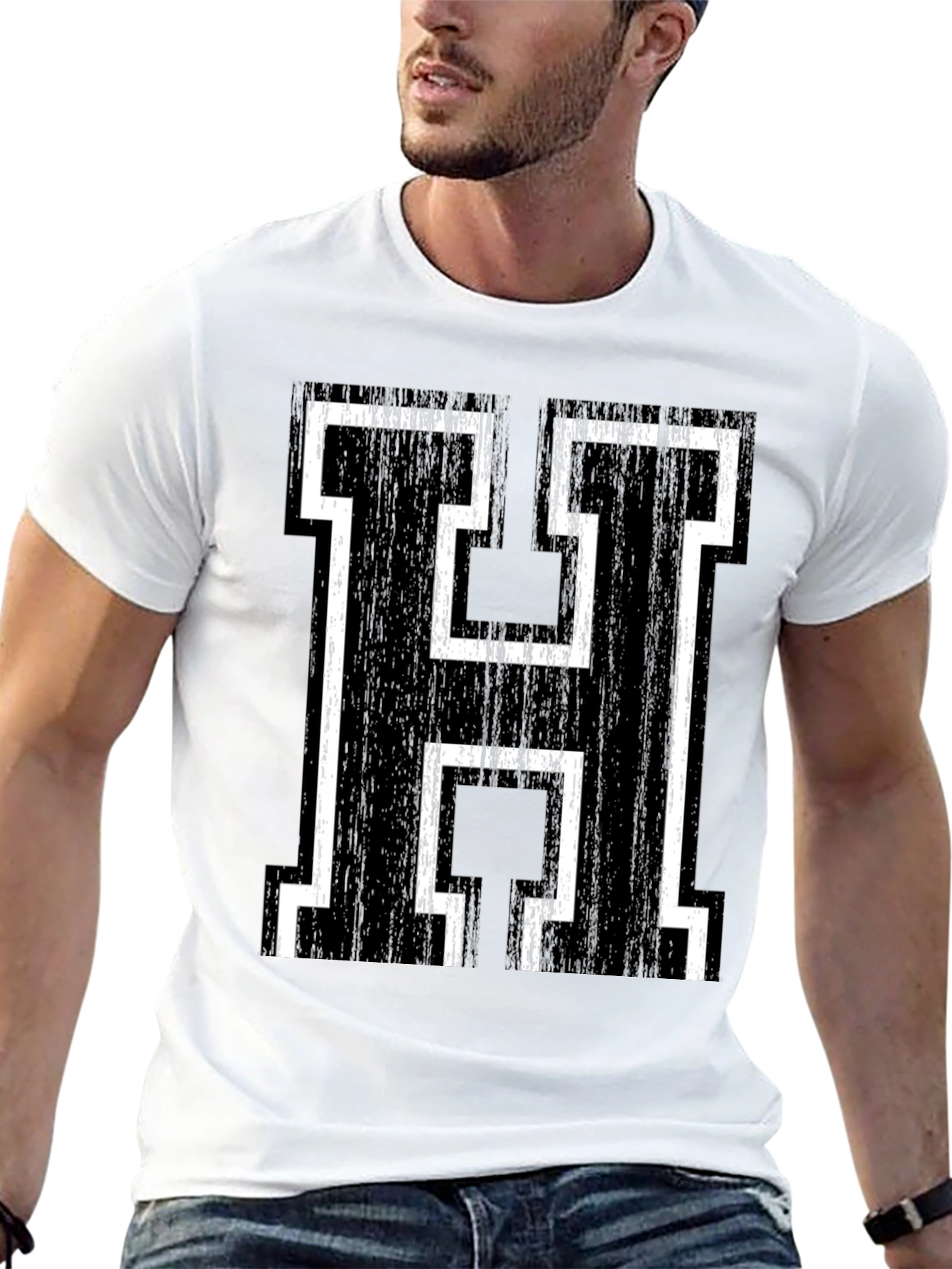 Letter H Black Graphic Tee