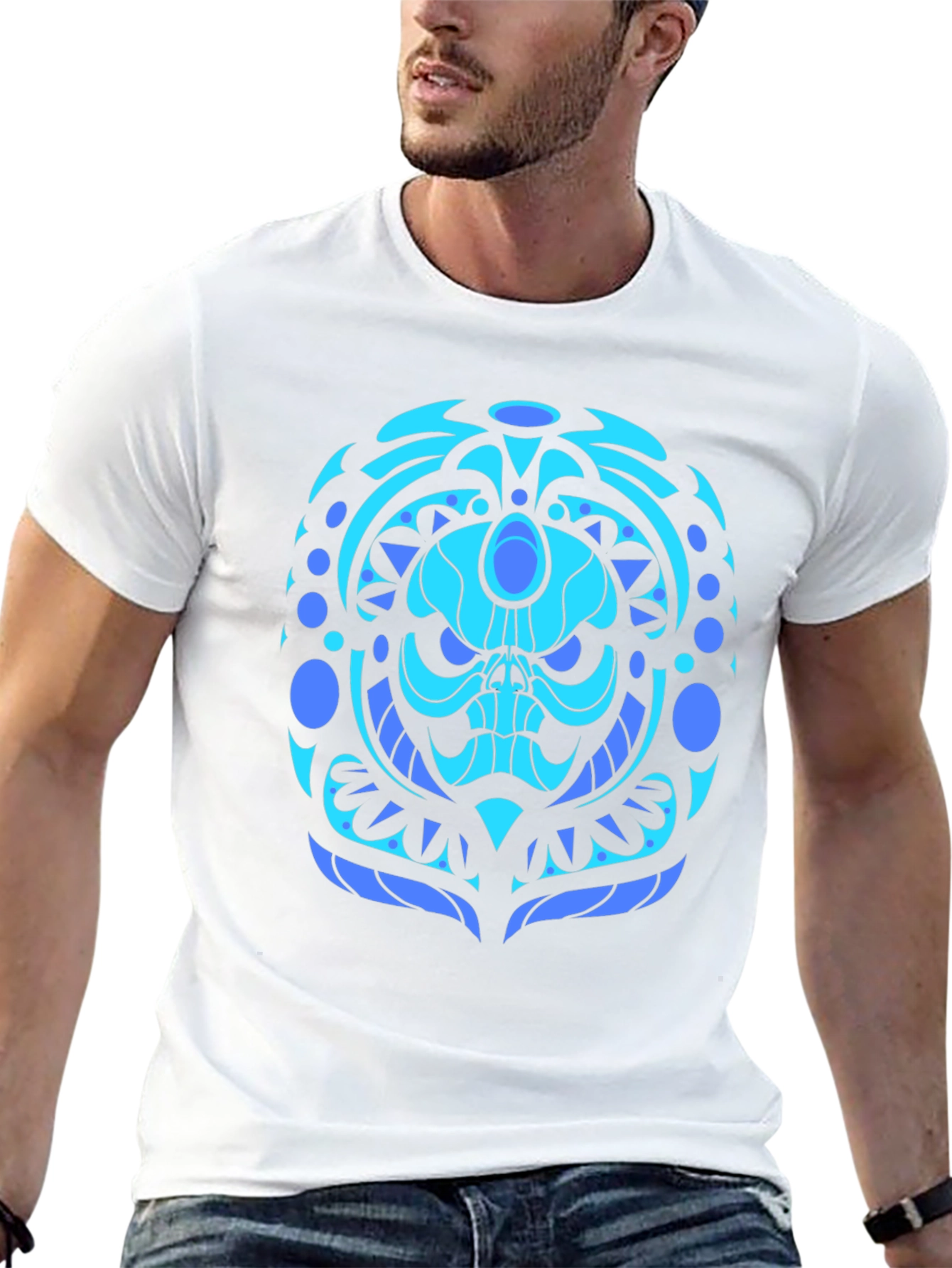 Cool Blue Skull Graphic Tee