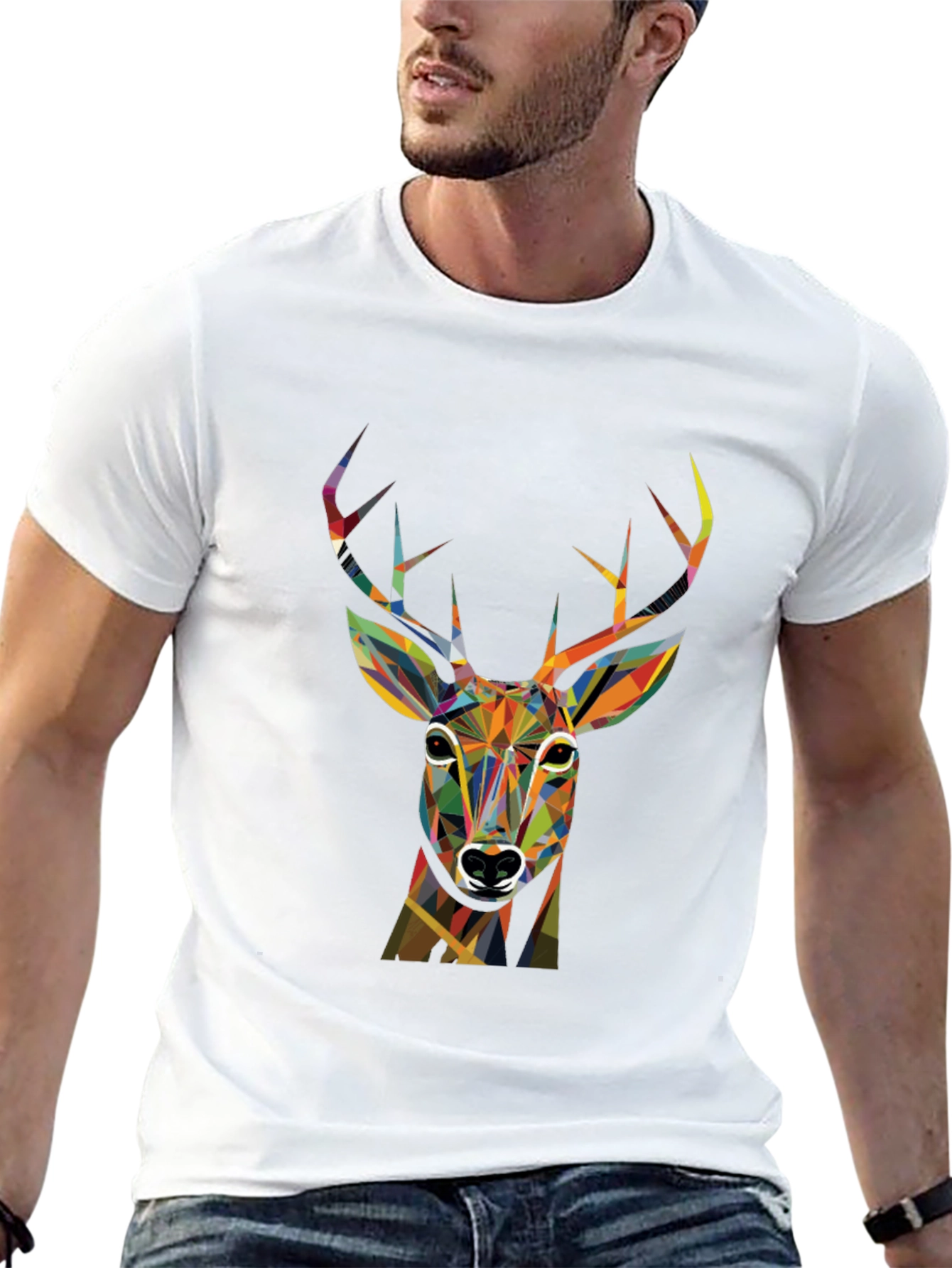 Geometric Deer Graphic T-Shirt