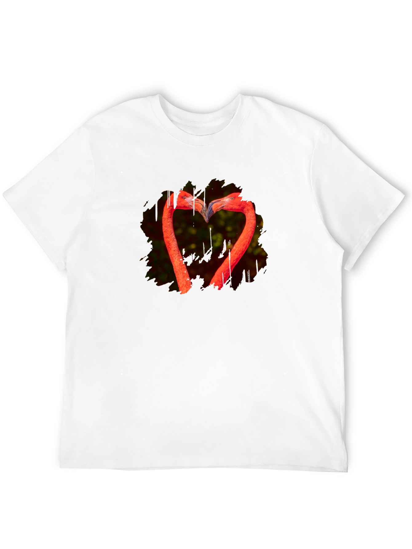 Flamingo Heart Black T-Shirt - Unique Design
