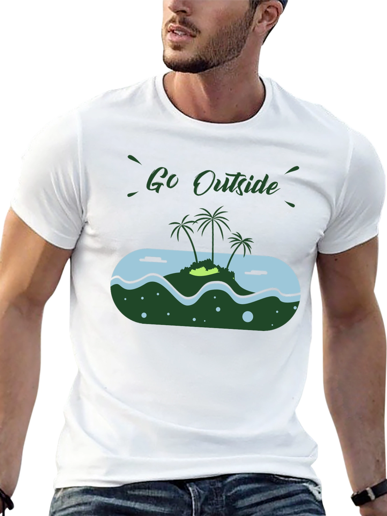 Go Outside Island Graphic Black T-Shirt