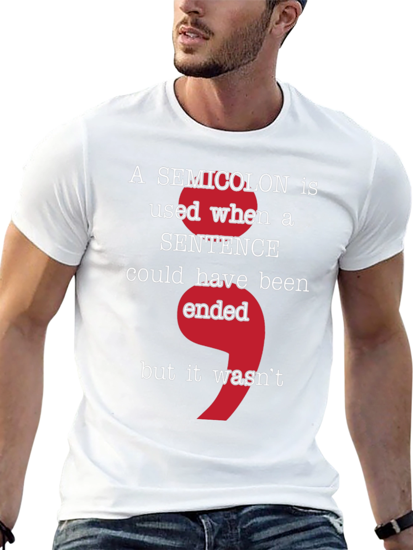 Semicolon Statement Tee - Grammar Matters T-Shirt