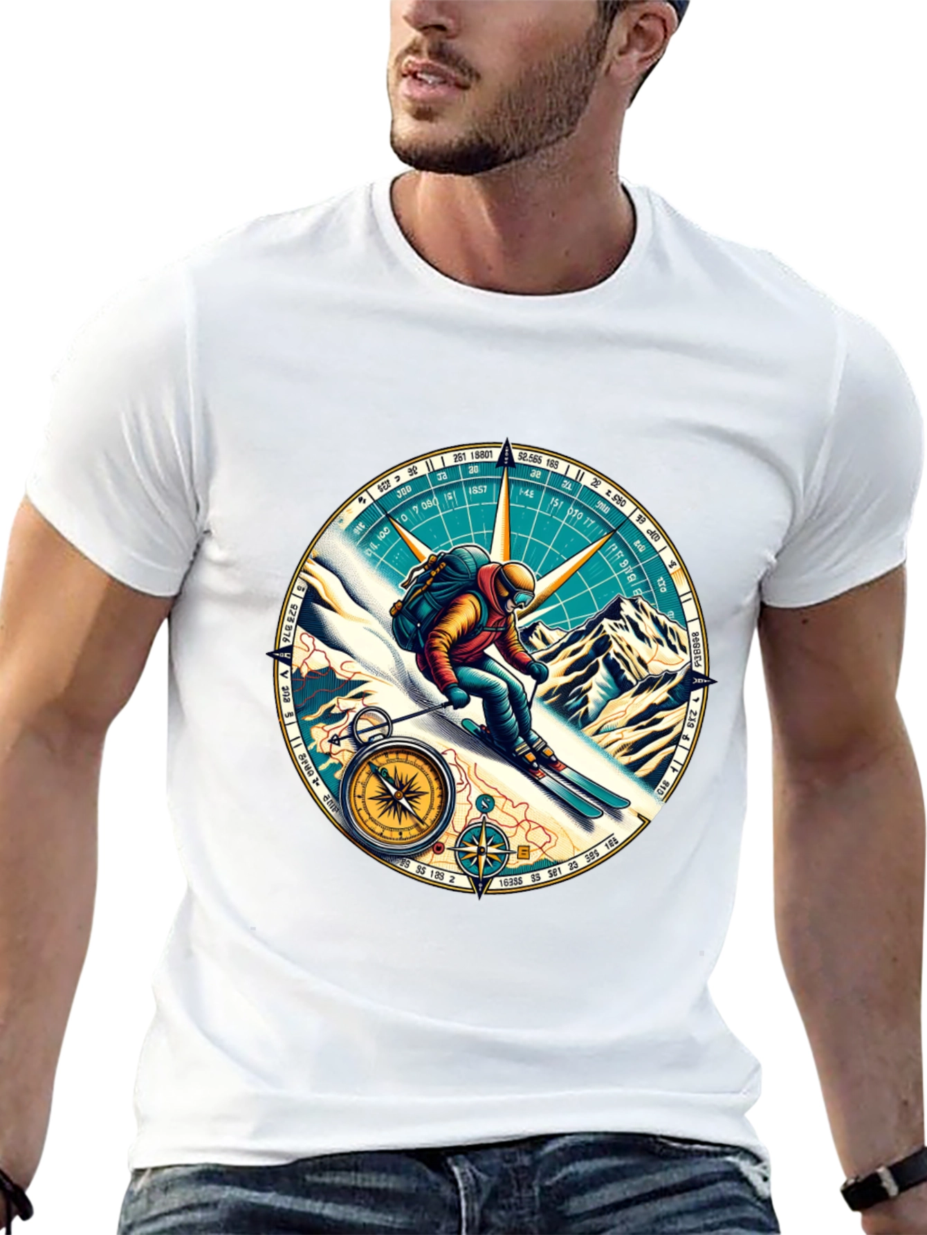 Compass Skier Graphic Tee - Adventure Ready!