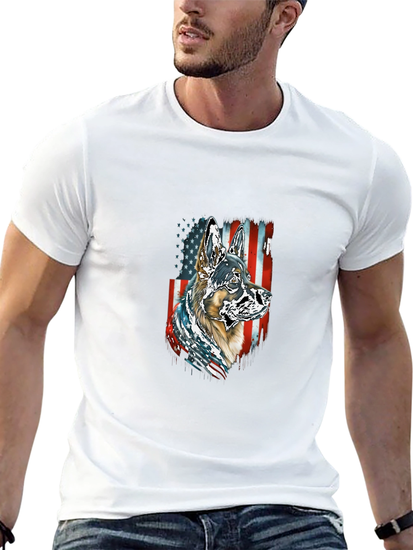 German Shepherd USA Flag T-Shirt