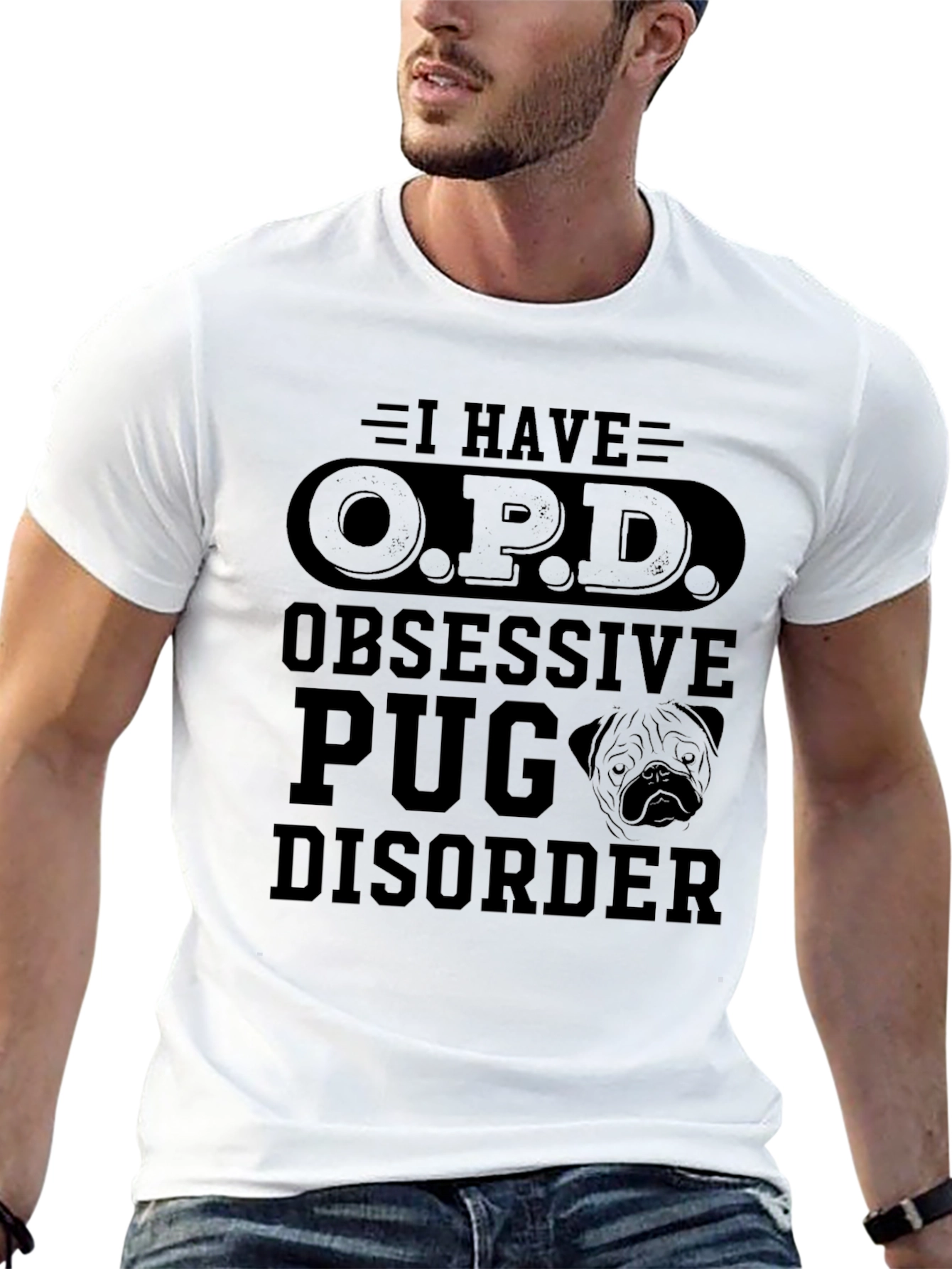 Obsessive Pug Disorder Graphic T-Shirt - Black