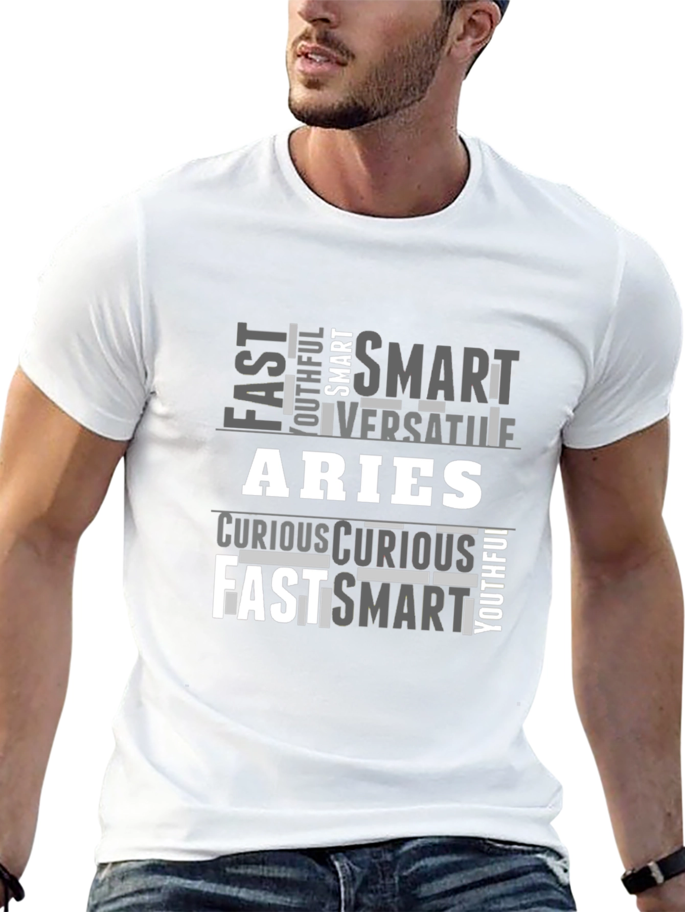 Aries Zodiac Word Art Black T-Shirt