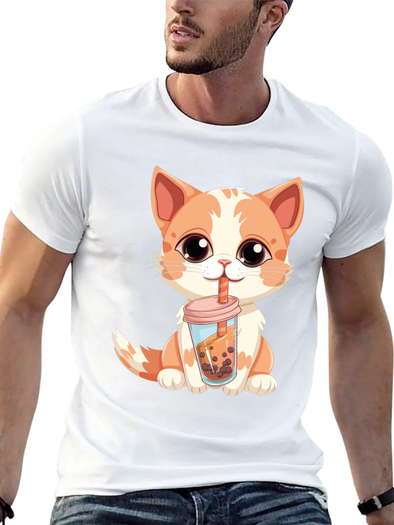 Cute Cat Boba Tea T-Shirt - Kawaii Kitten Design