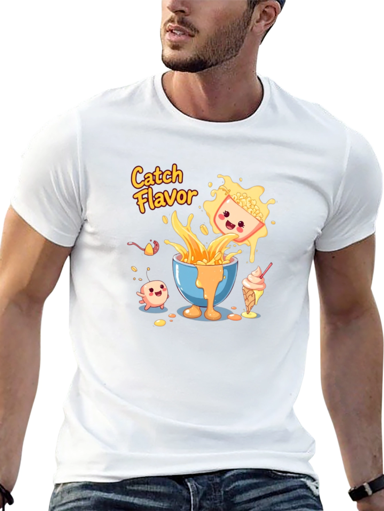 Catch Flavor Graphic Tee - Black Cotton T-Shirt
