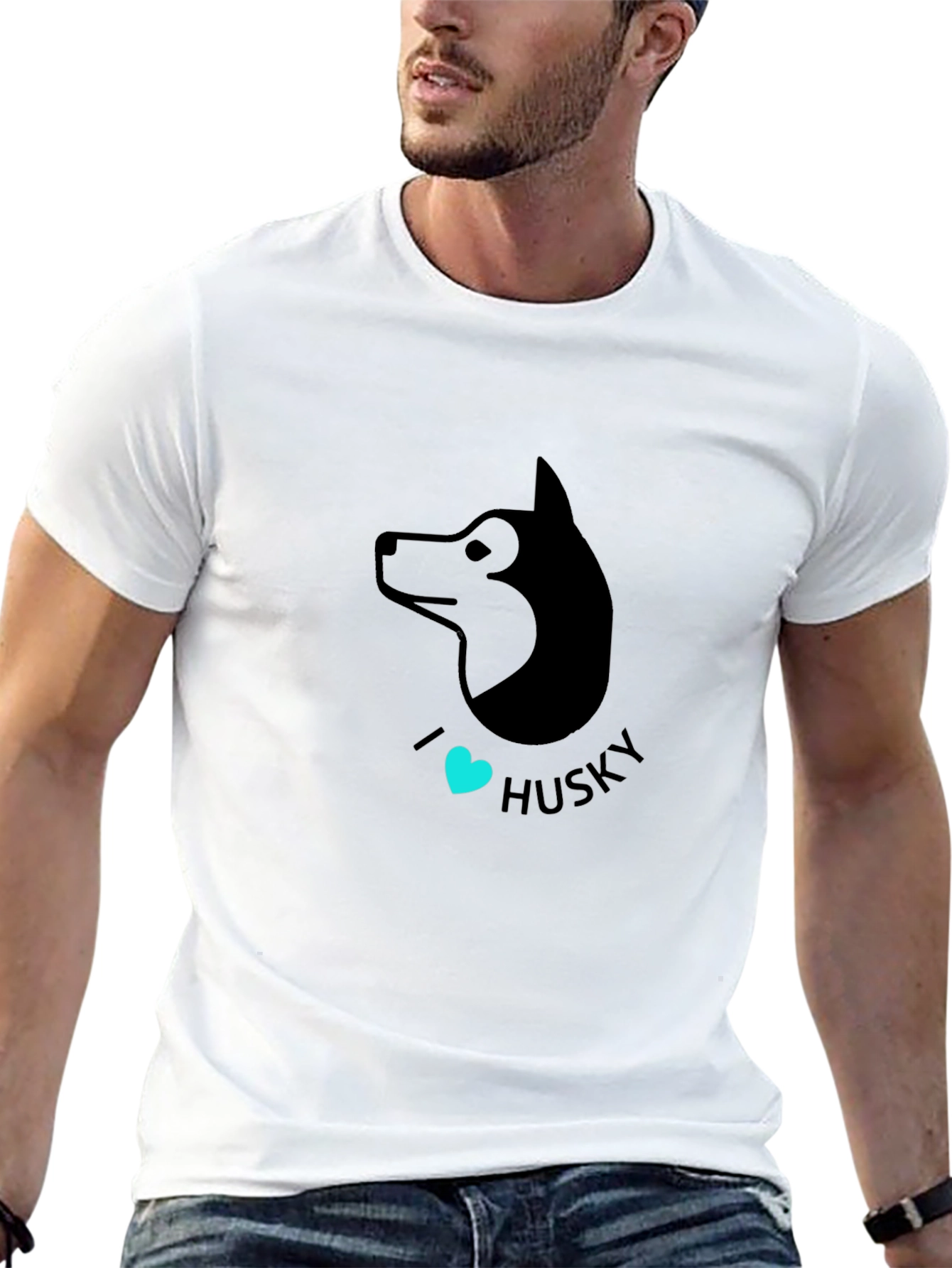 I Heart Husky Graphic Tee - Black Cotton T-Shirt