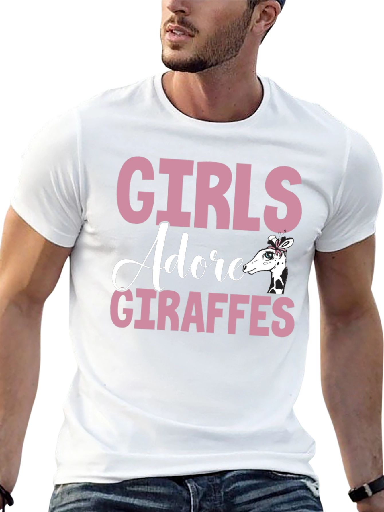 Girls Adore Giraffes Black T-Shirt Cute Giraffe Tee