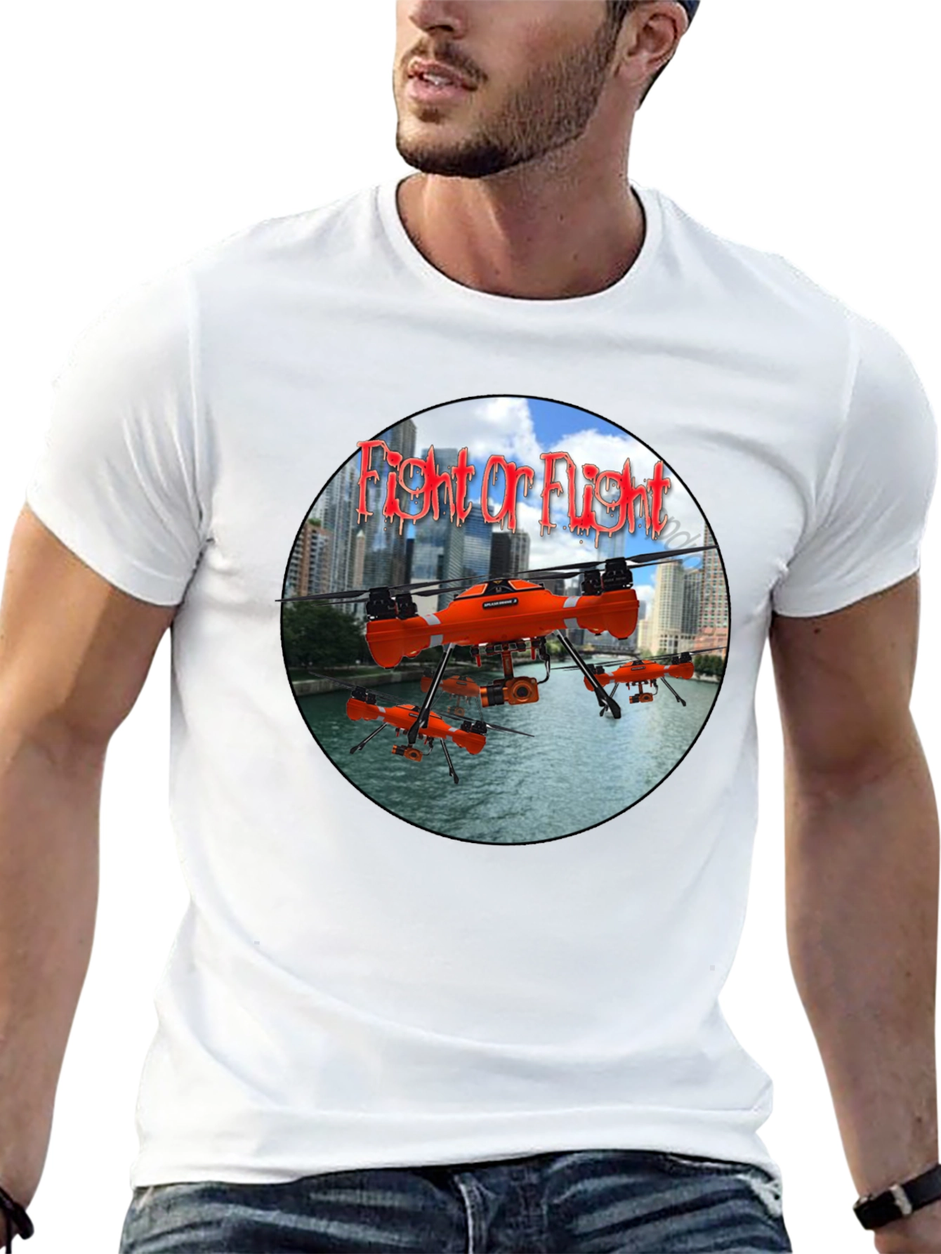 Fight or Flight Drone Graphic T-Shirt