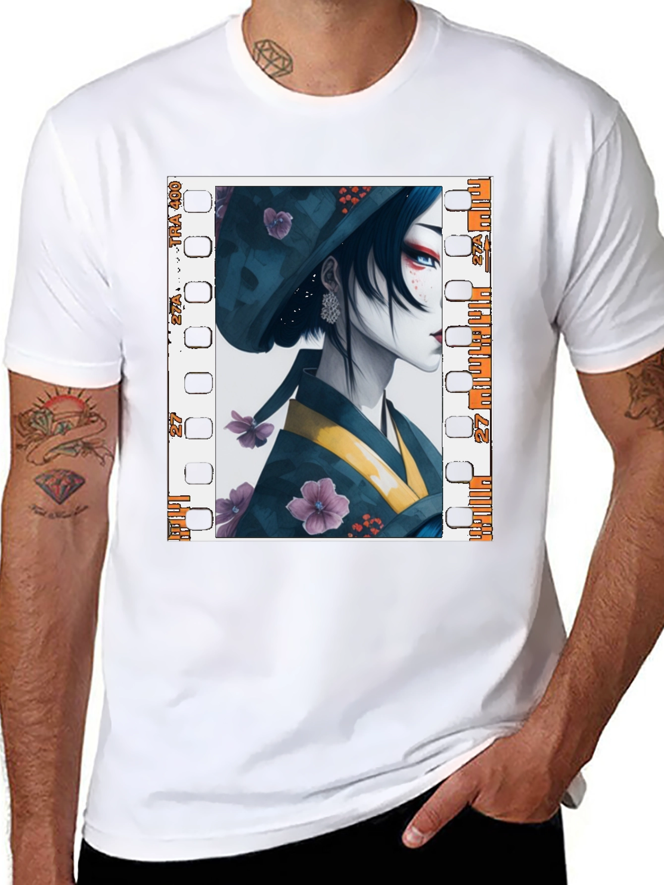 Geisha Film Strip Graphic Tee - Unisex Black T-Shirt