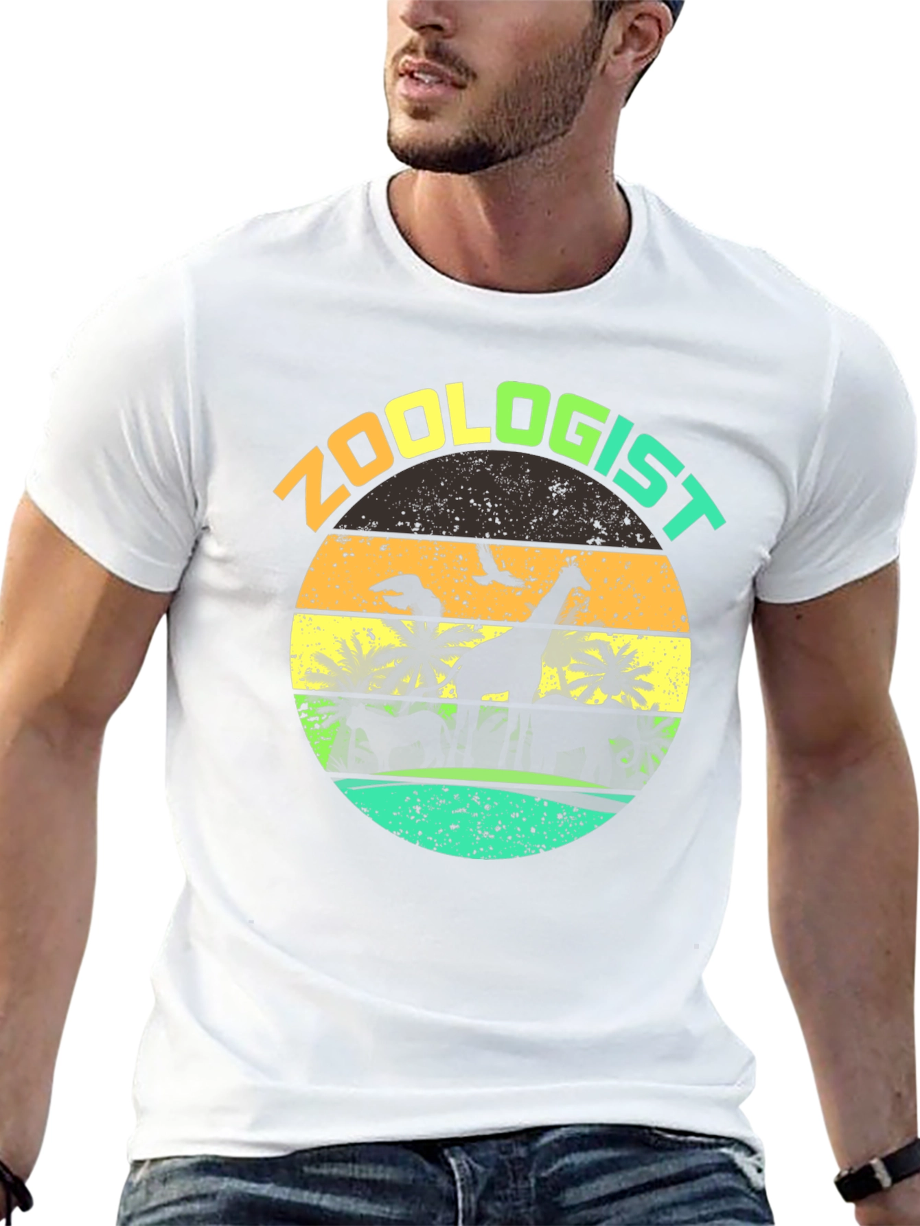 Zoologist Giraffe Sunset Graphic Tee