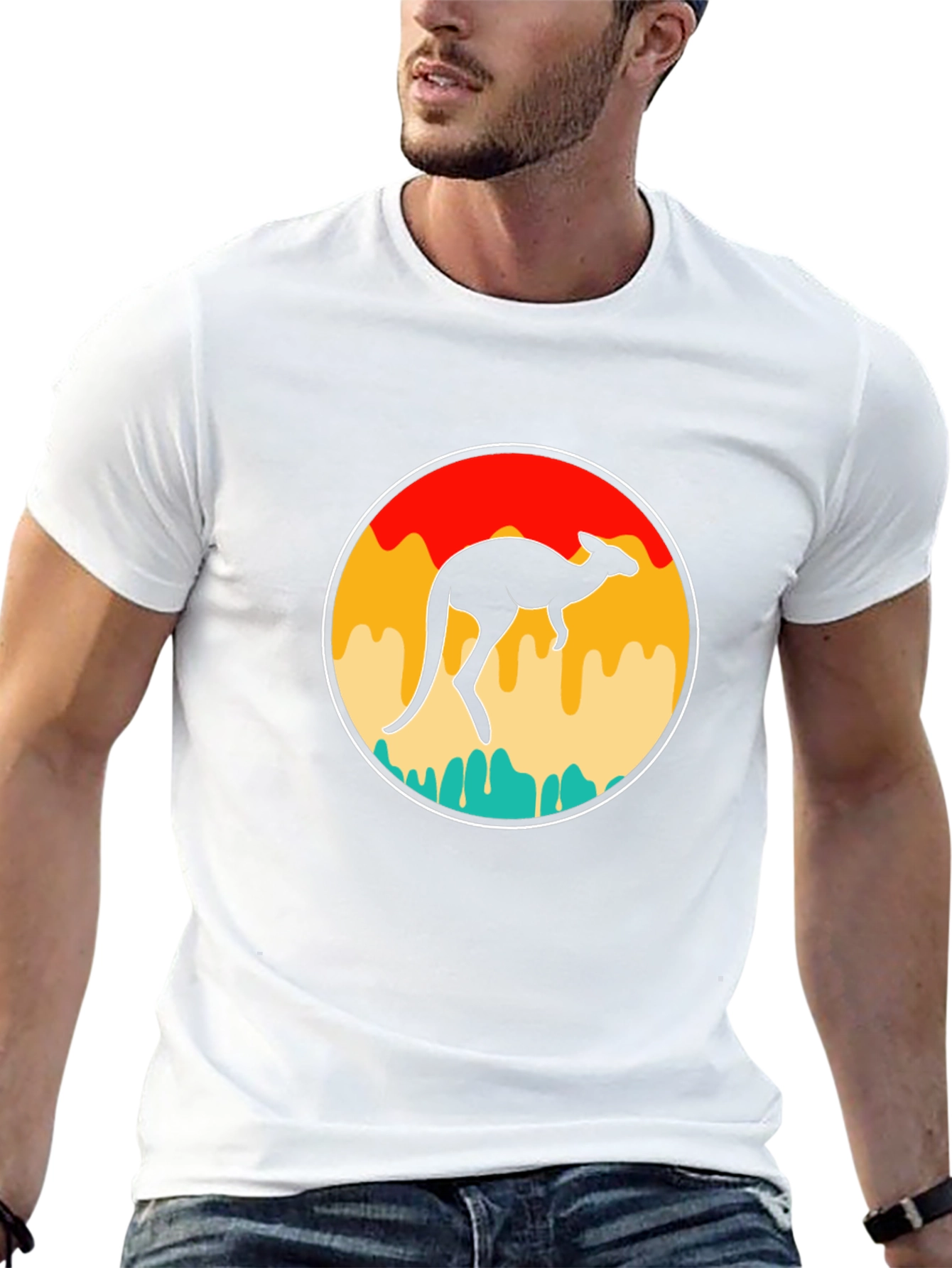 Retro Kangaroo Graphic Tee - Black T-Shirt