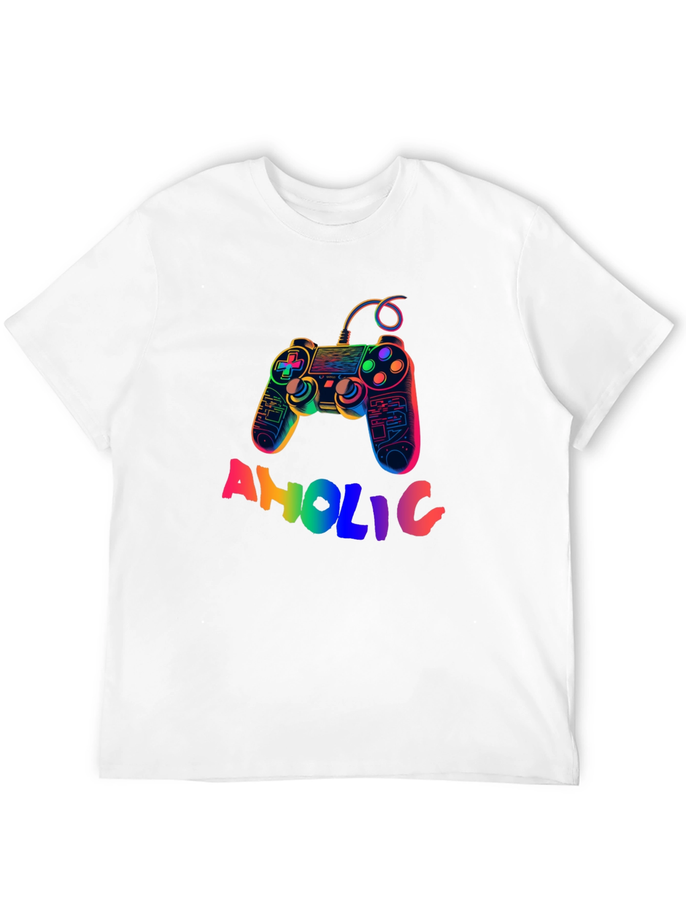 Gamer-Aholic Rainbow Graphic Tee - Black