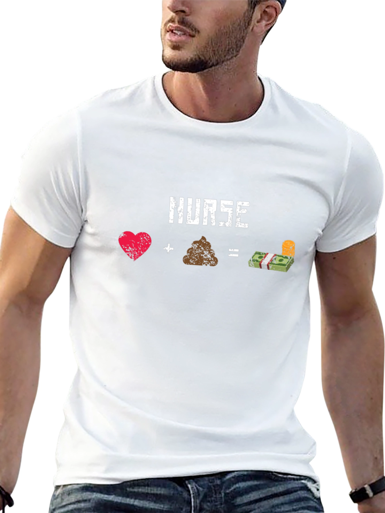 Nurse: Heart + Poop = Money Black T-Shirt