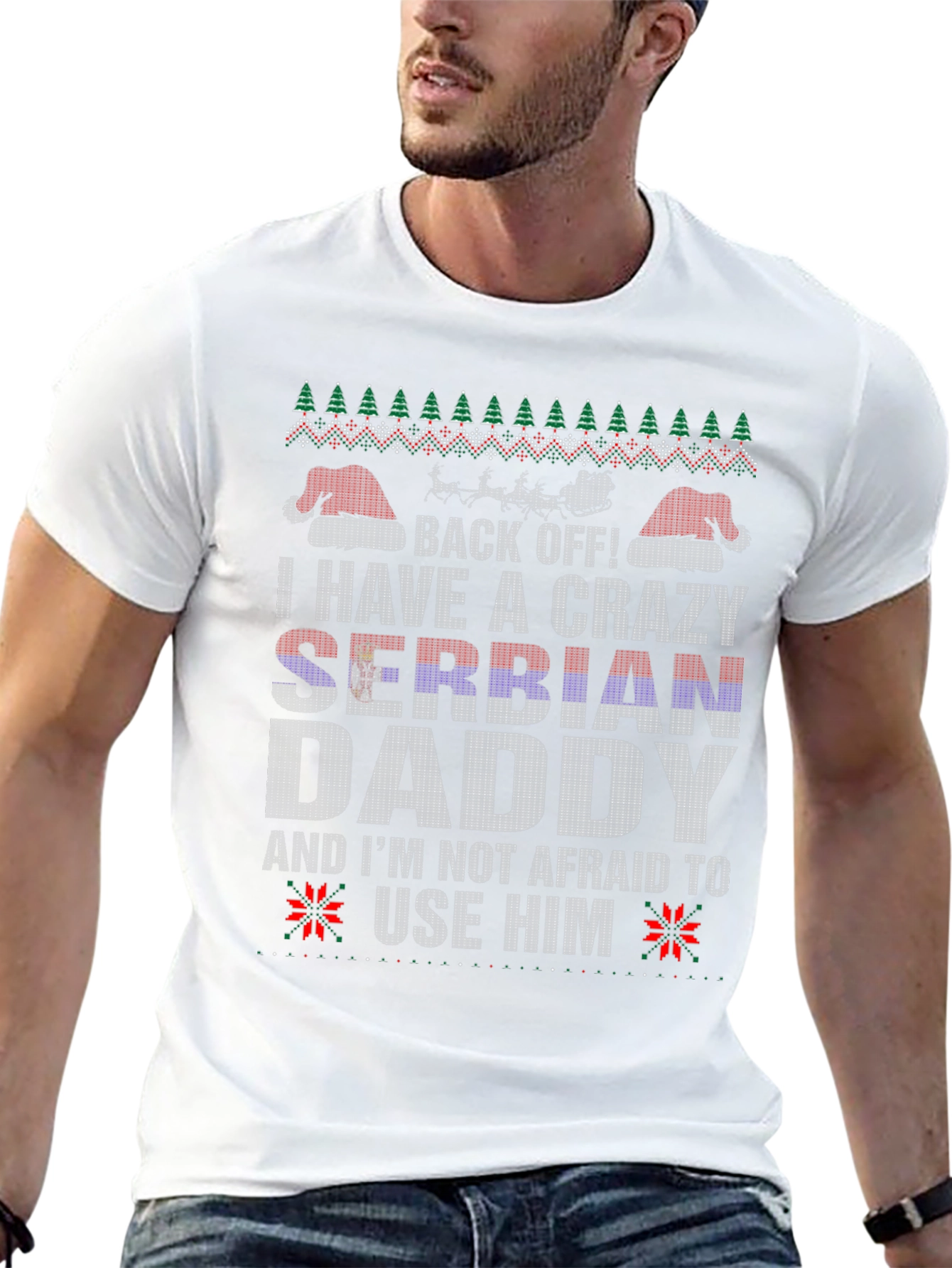 Crazy Serbian Daddy Christmas T-Shirt