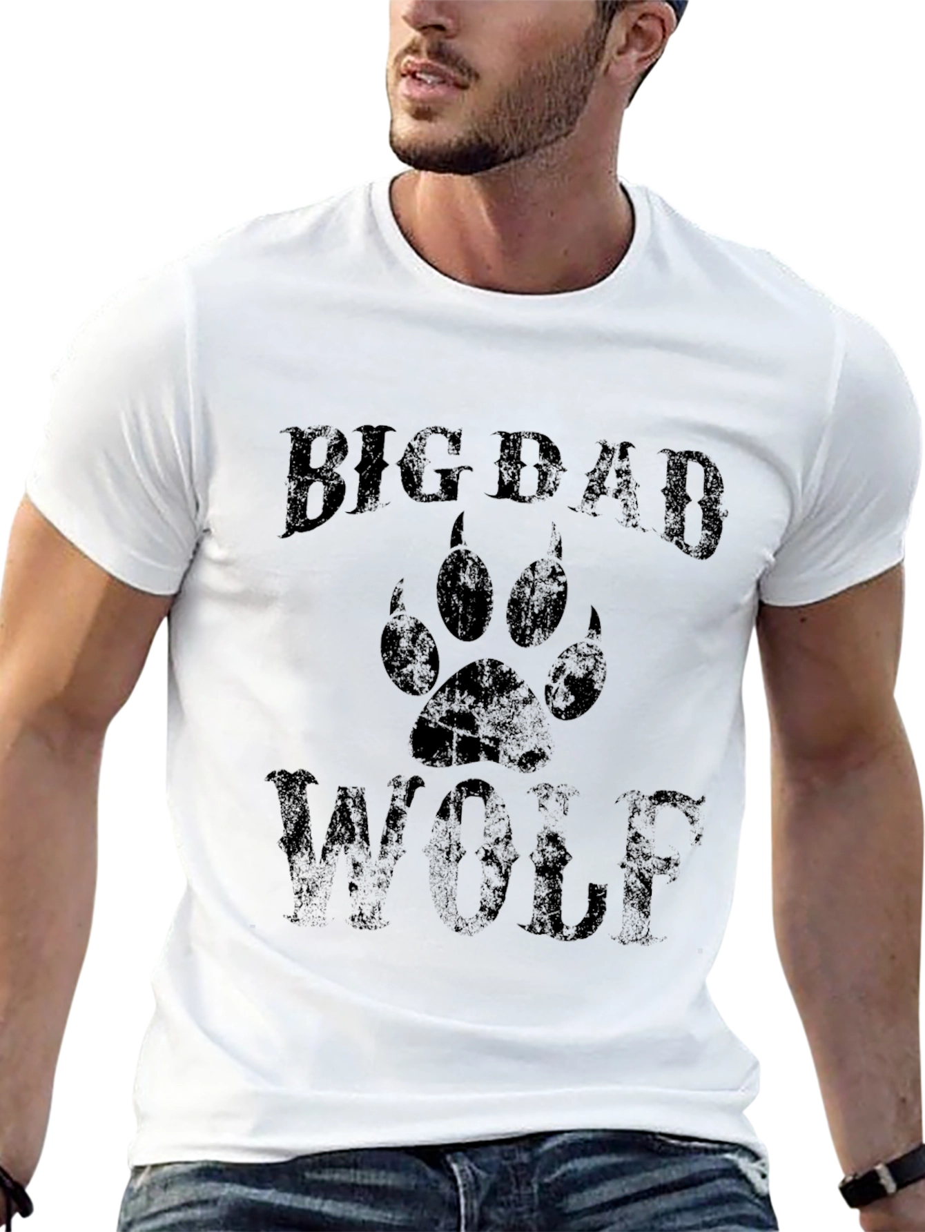 Big Bad Wolf Graphic Print Black T-Shirt
