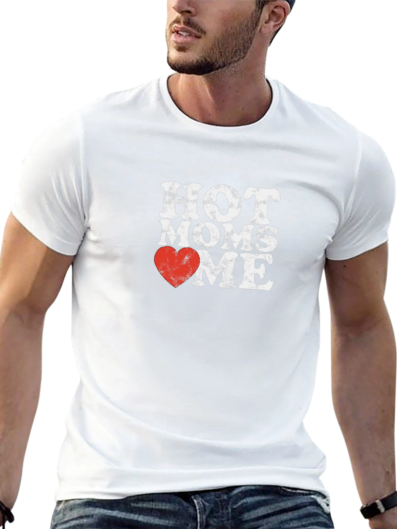 Hot Moms Heart Me Black Graphic T-Shirt