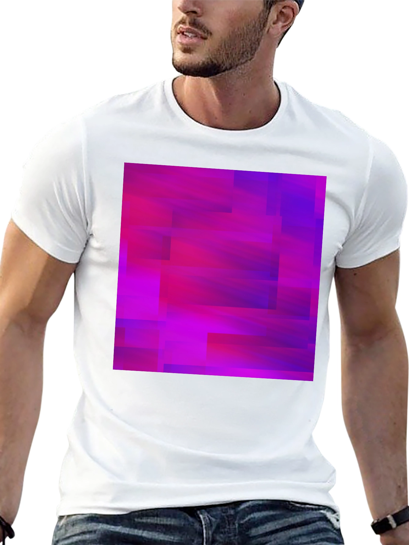 Abstract Geometric Pink & Purple Graphic Tee