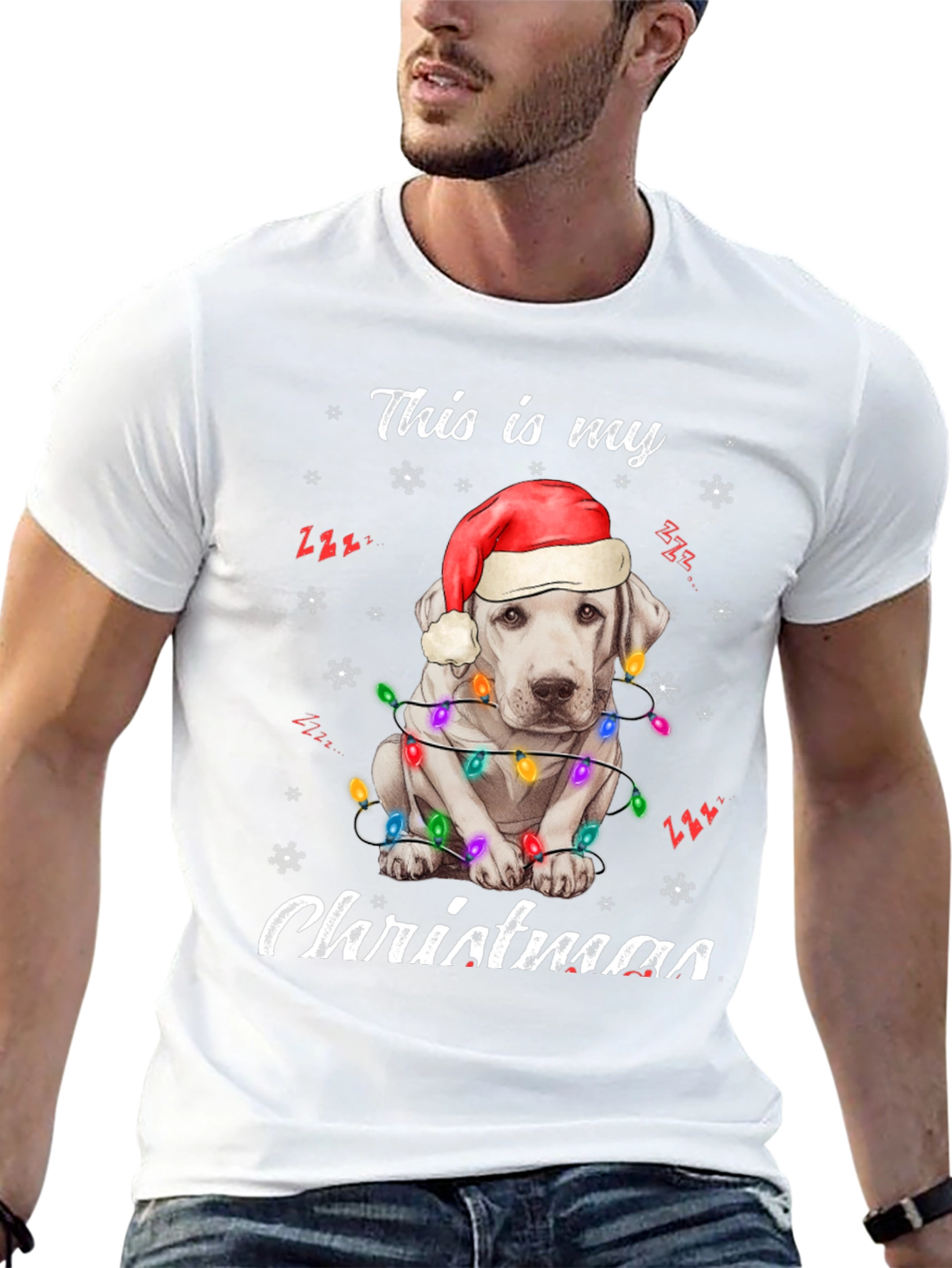 Christmas Dog T-Shirt with Santa Hat