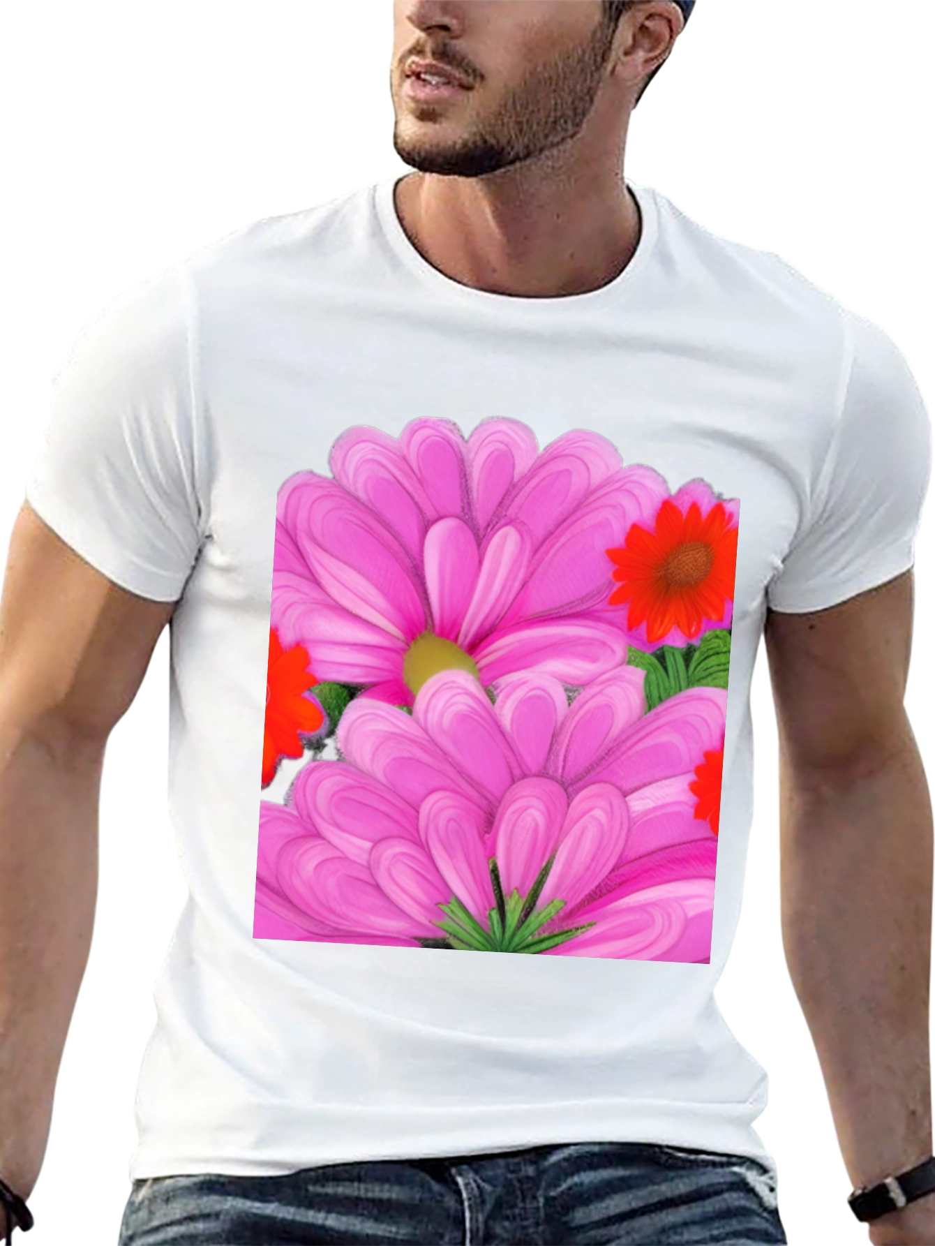Floral Print T-Shirt: Vibrant Pink Blossom Design