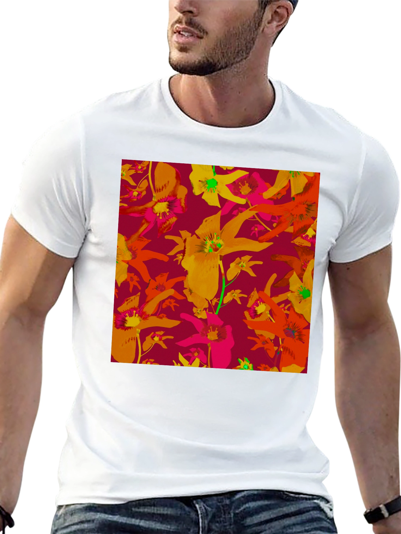 Floral Pattern T-Shirt - Vivid & Unique Design