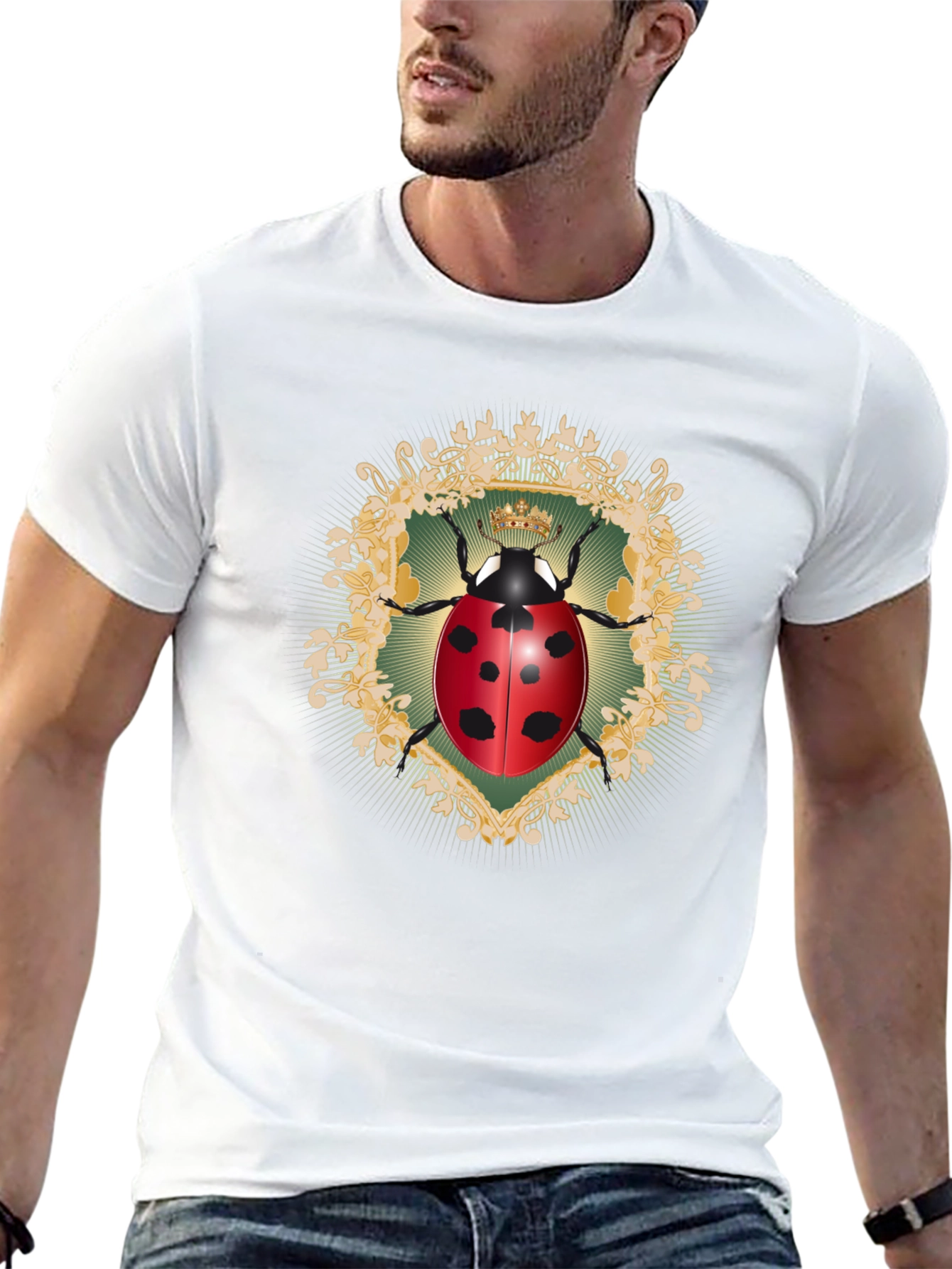 Ladybug Crown Graphic Black T-Shirt