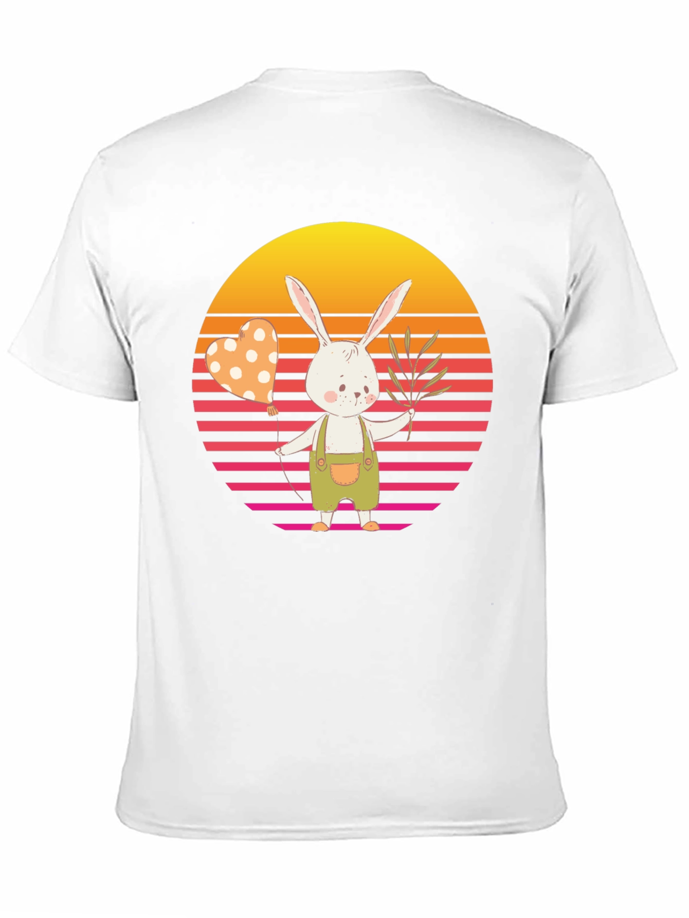 Cute Bunny T-Shirt: Retro Sunset Style