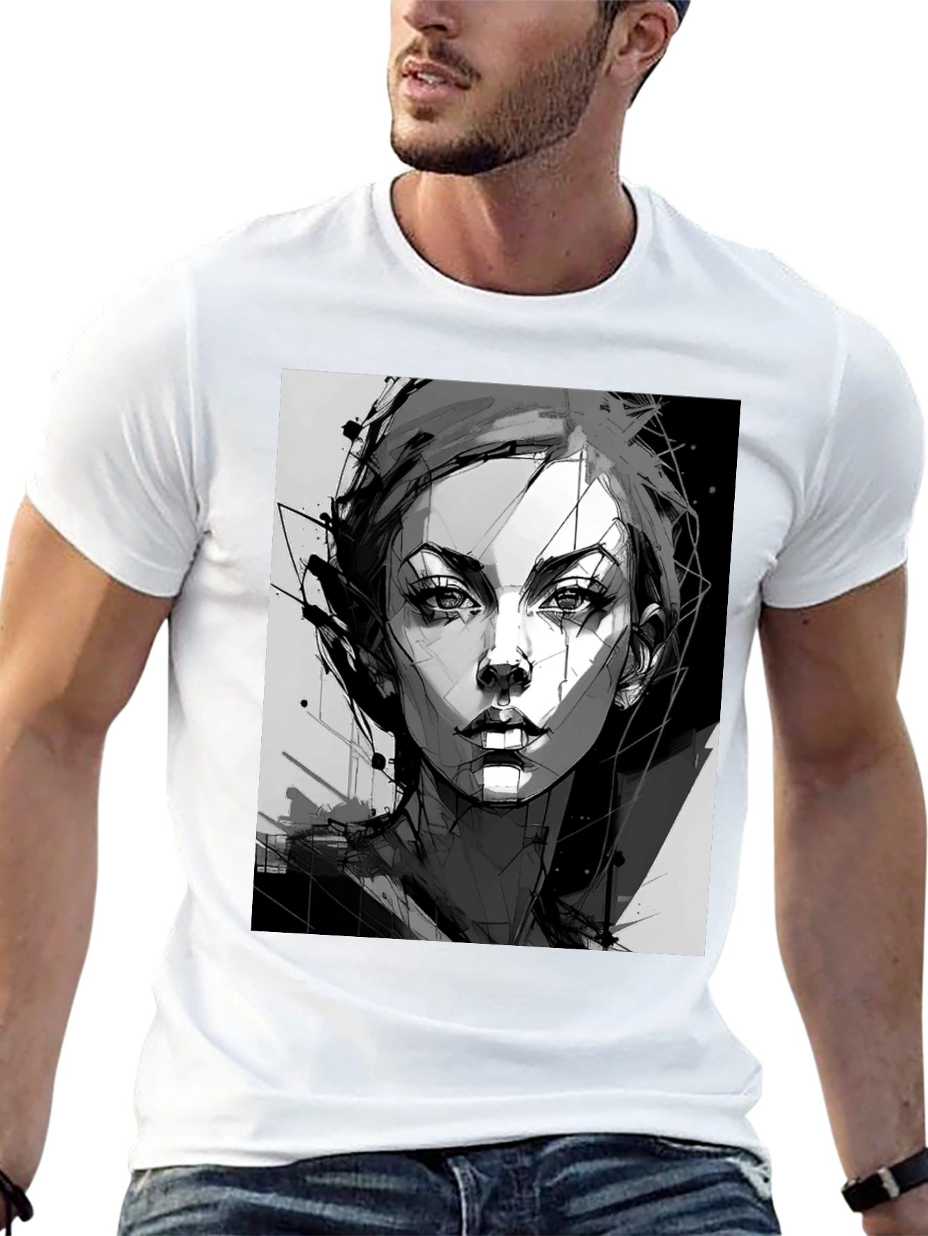 Abstract Woman Graphic Black Tee