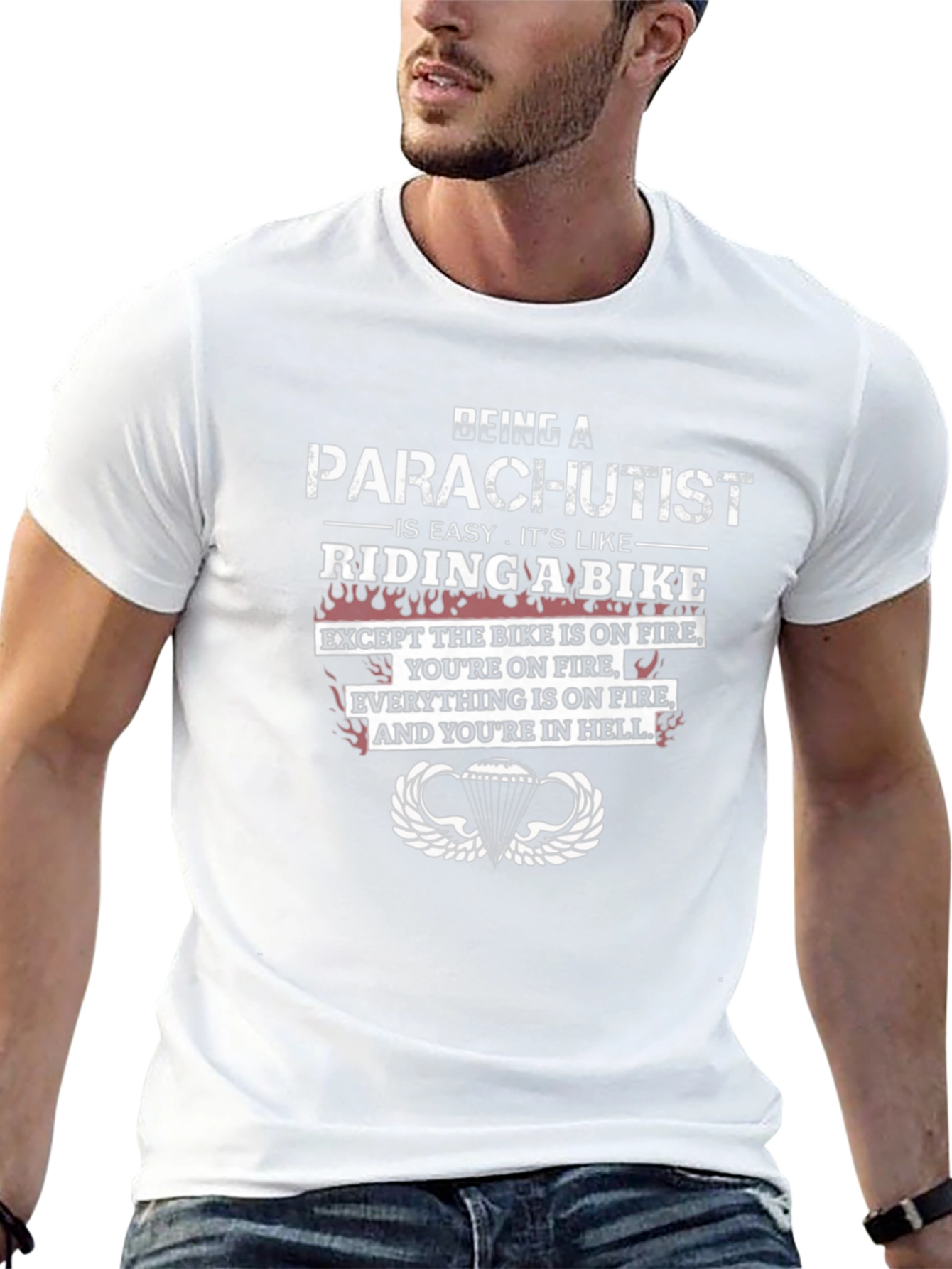 Parachutist Riding a Bike Graphic Tee