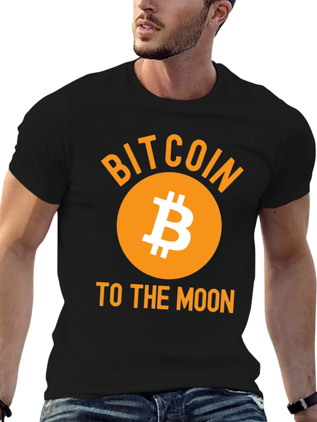 Bitcoin to the Moon Black Graphic Tee
