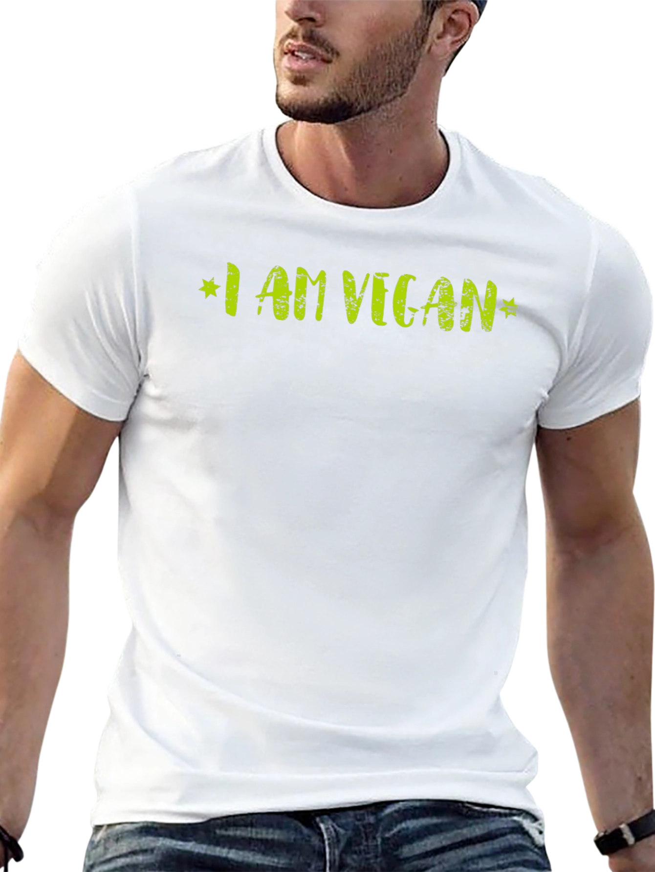 I AM VEGAN Graphic Tee - Stylish Vegetarian Shirt